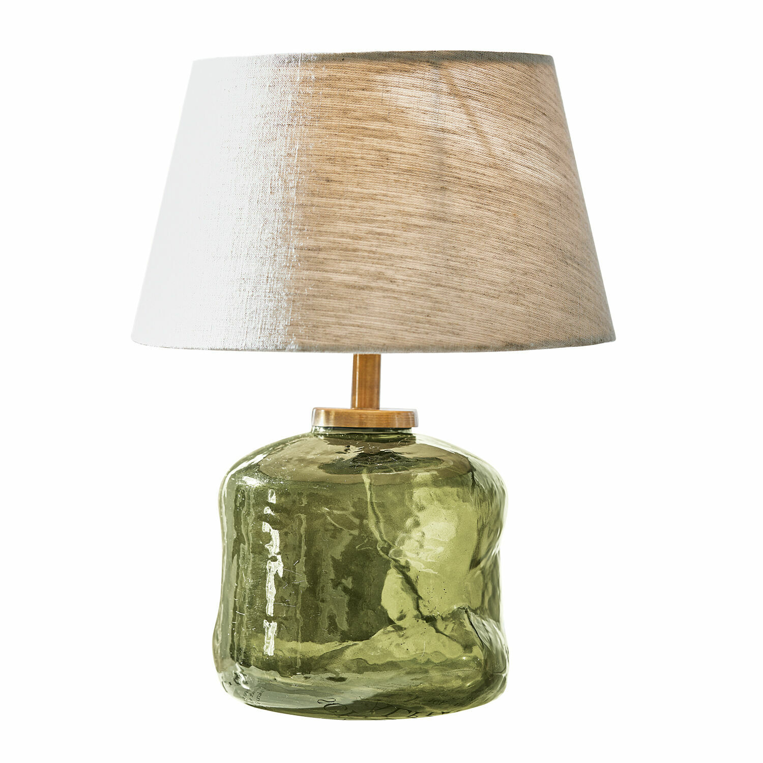 Lampe à poser Rufino Lampe de table en verre vert avec abat-jour beige en tissu, éclairage décoratif intérieur