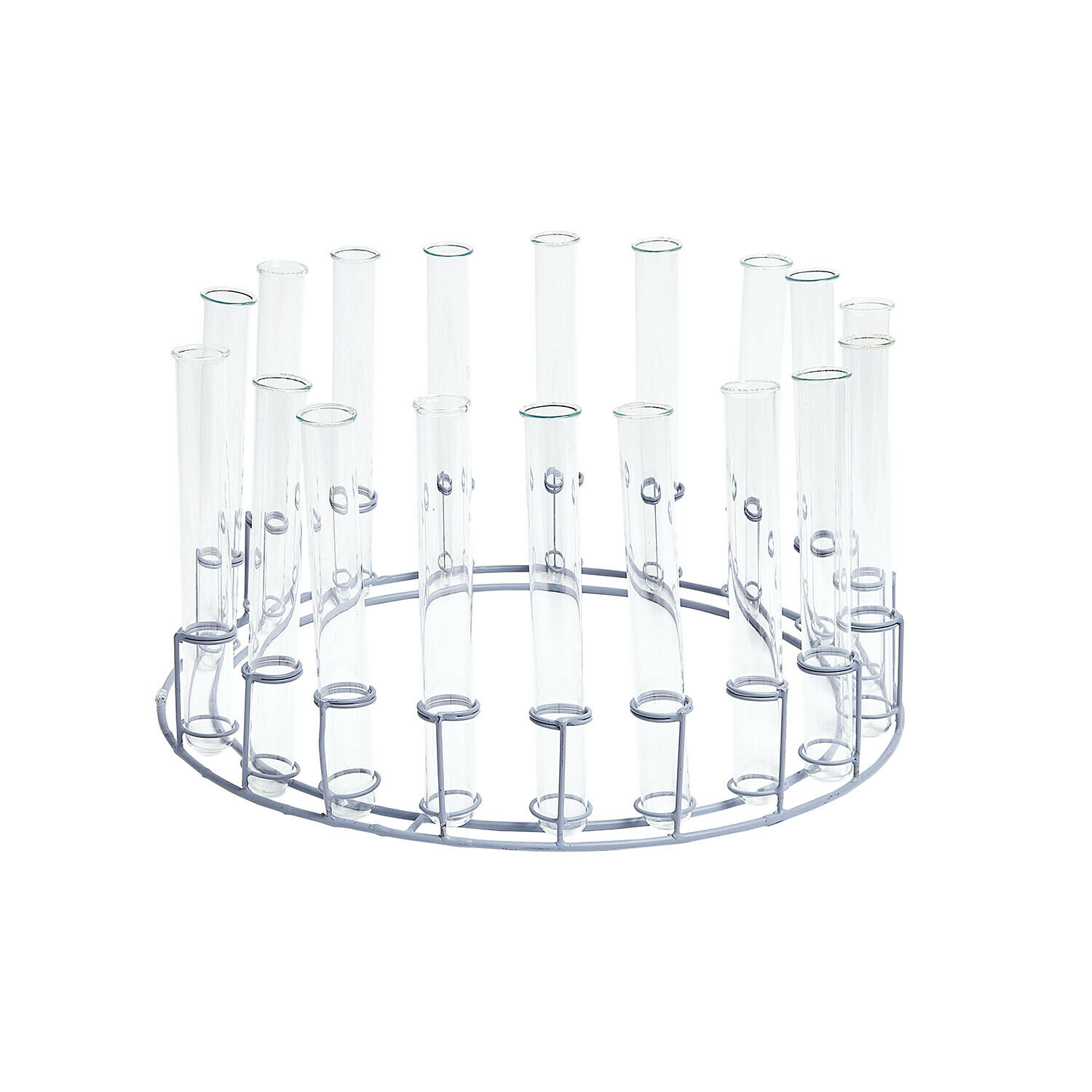 Couronne de vases Romévine Support métallique rond avec tubes en verre transparents pour décoration ou présentation florale
