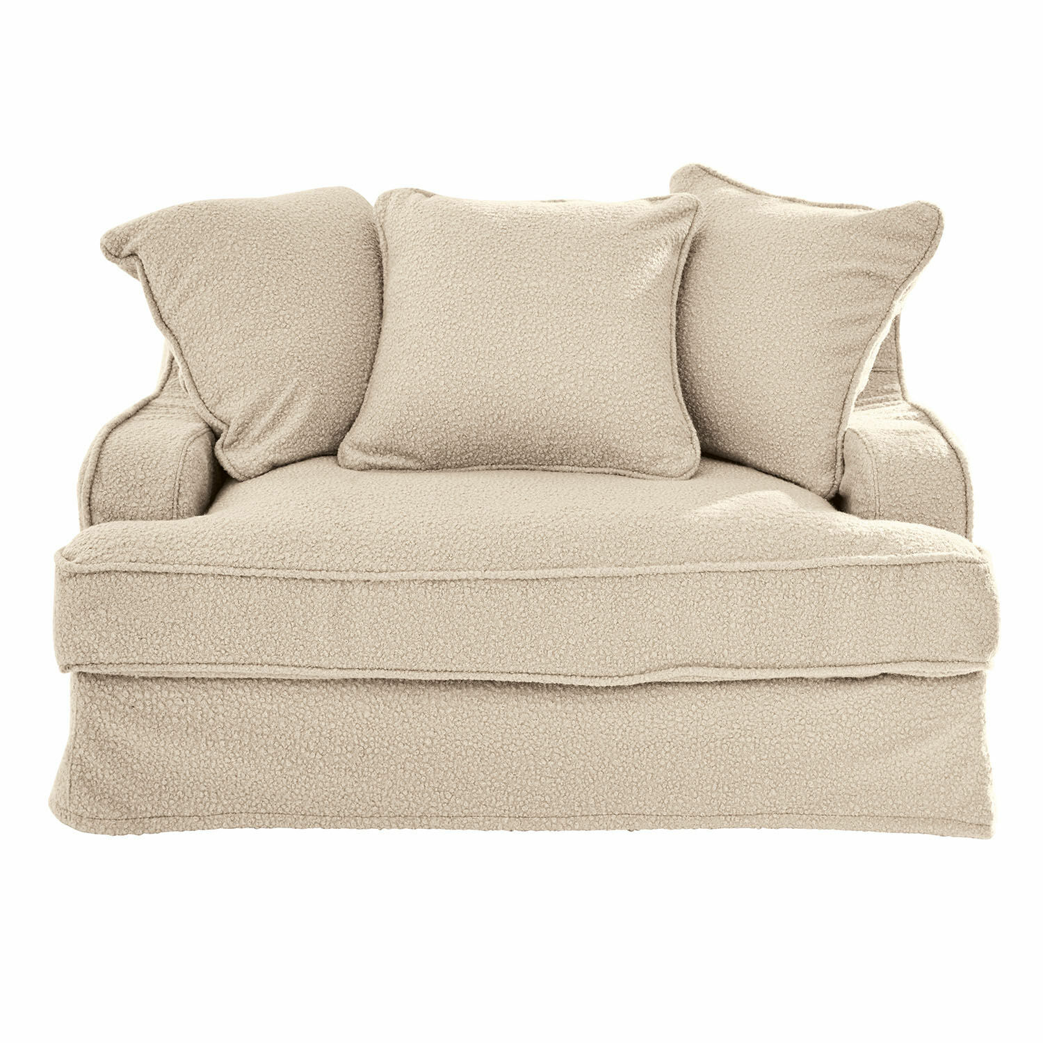 beige Canapé Monaco beige en tissu doux avec trois coussins, confortable pour le salon