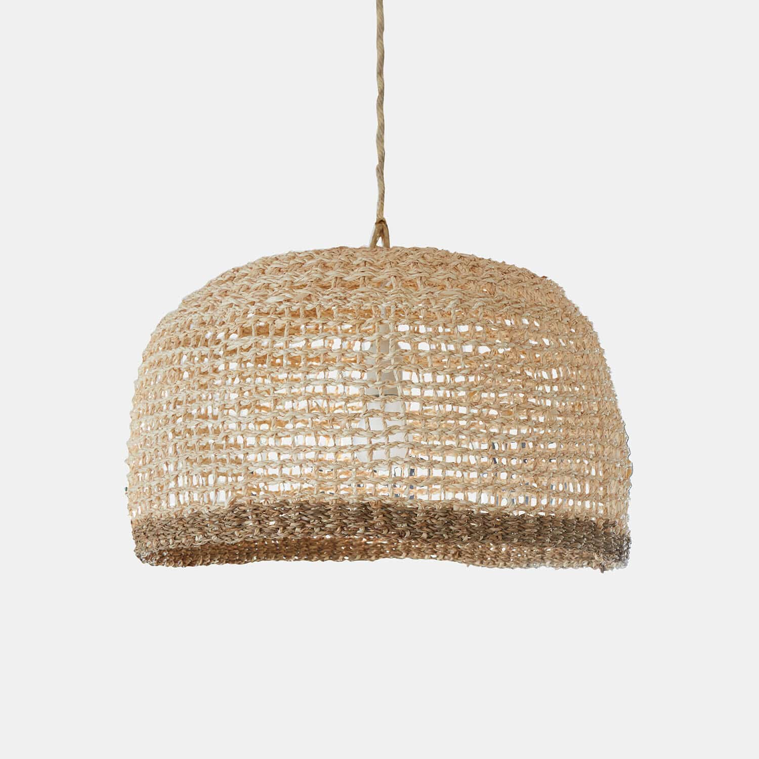 Suspension en matériau tressé naturel beige, lampe décorative pour intérieur chaleureux