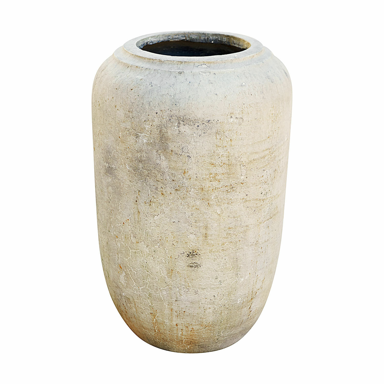 Vase à poser Xerette Grand vase en céramique beige avec surface vieillie pour décoration intérieure naturelle
