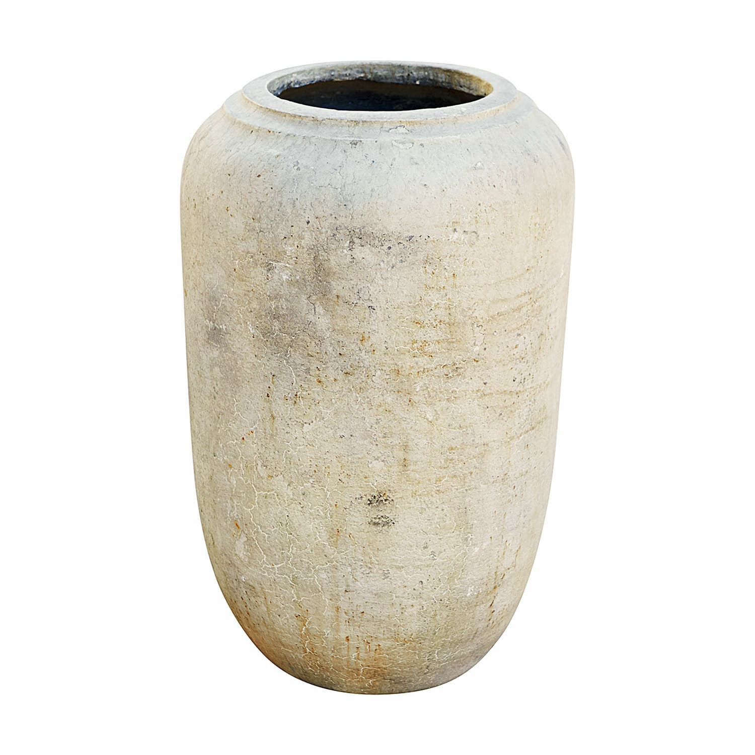 Vase à poser Xerette Grand vase en céramique beige avec surface vieillie pour décoration intérieure naturelle