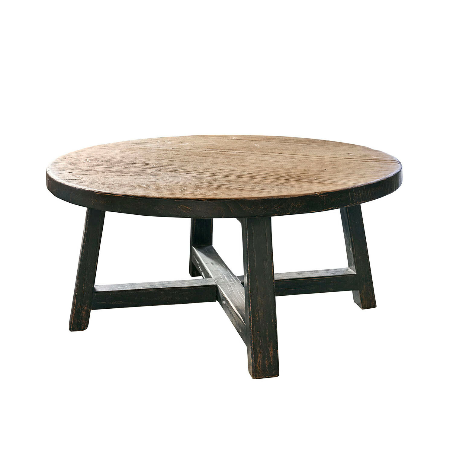 noir/marron Table basse ronde Gorivel en bois noir et brun pour un salon élégant