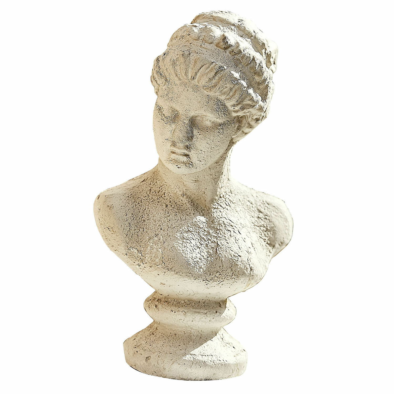 Buste Yverine Buste blanc en plâtre d'une femme avec coiffure classique, décoration intérieure vintage