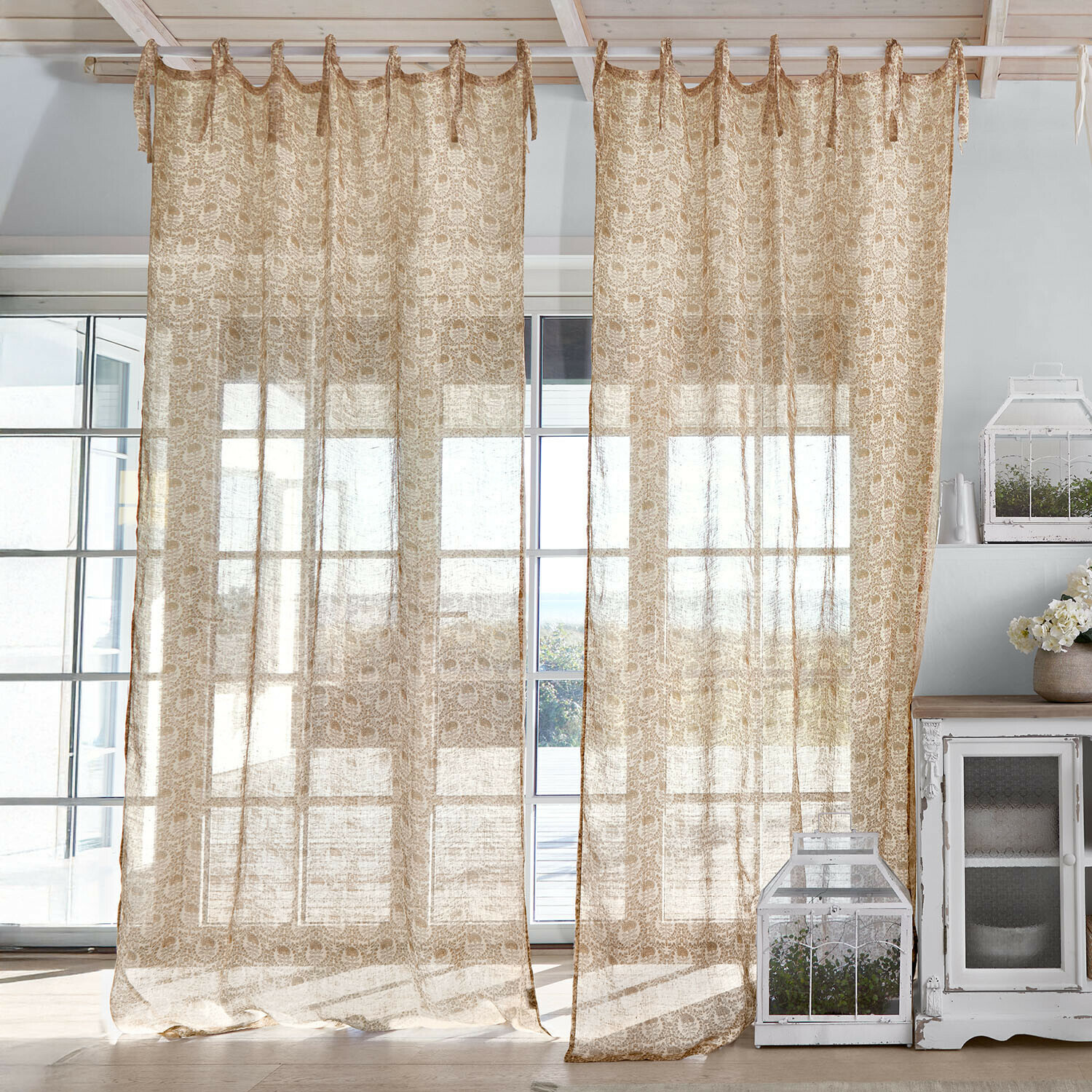 Rideau Calouise Rideaux beiges transparents à motif délicat en tissu léger pour une décoration de fenêtre élégante