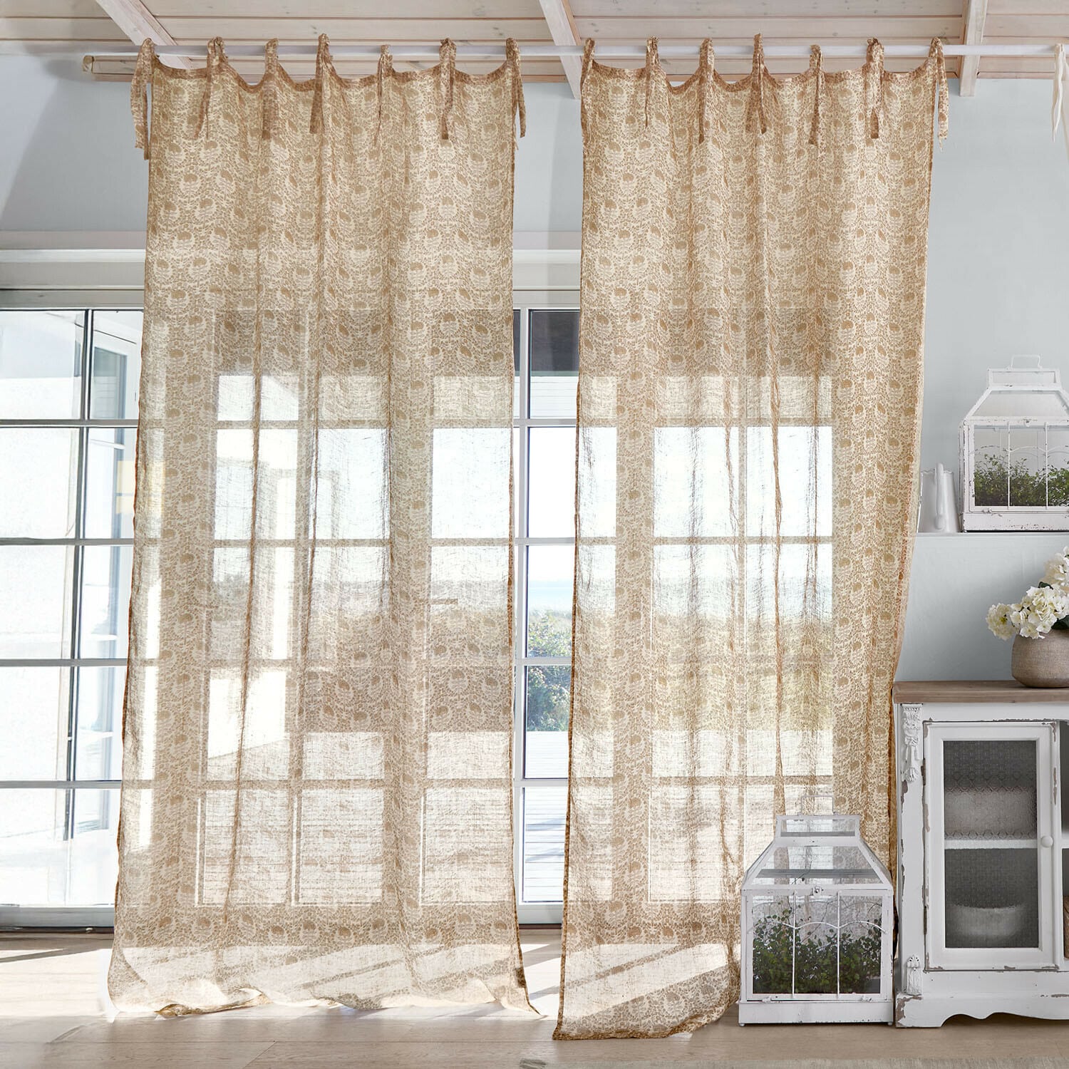 Rideau Calouise Rideaux beiges transparents à motif délicat en tissu léger pour une décoration de fenêtre élégante