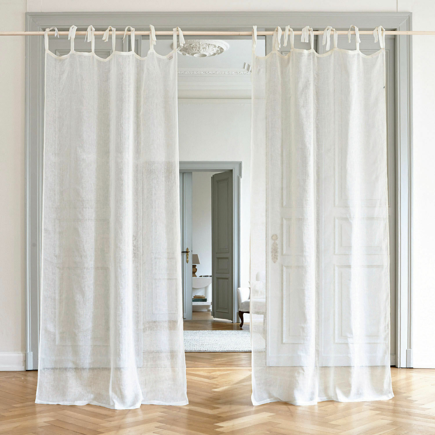 Voilage Bisbee Rideaux blancs transparents en tissu léger pour décoration intérieure et intimité