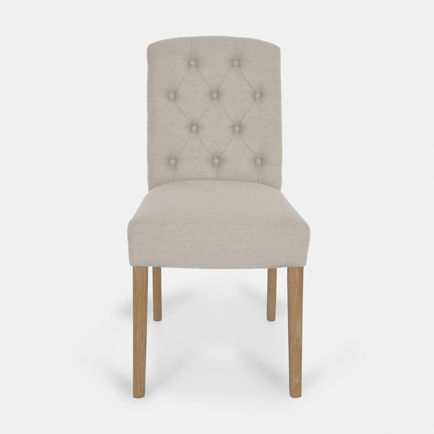lin Chaise Fulden en lin beige avec pieds en bois, design élégant pour salle à manger