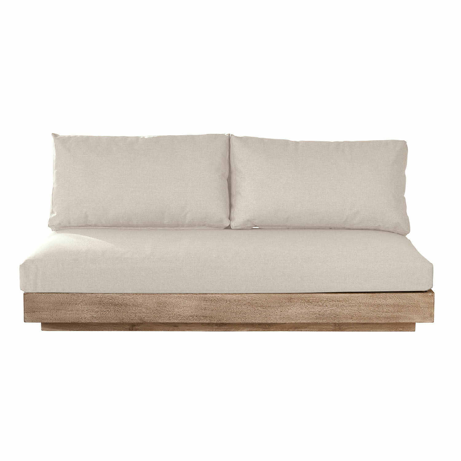 crème/marron Élément de canapé Courtelevant en tissu crème avec base en bois marron pour salon moderne