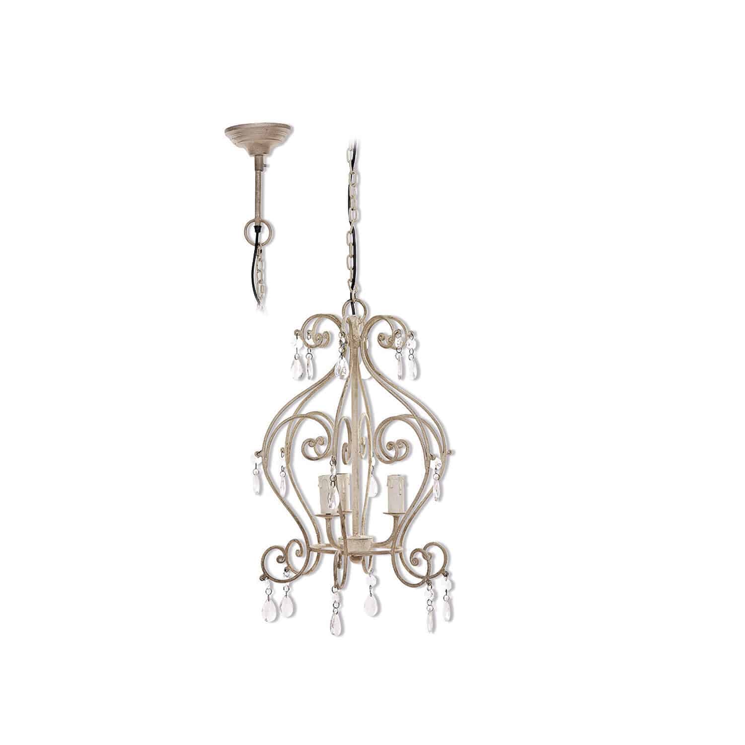 Lustre Manor Lustre en métal beige avec cristaux décoratifs et chaîne pour suspension au plafond