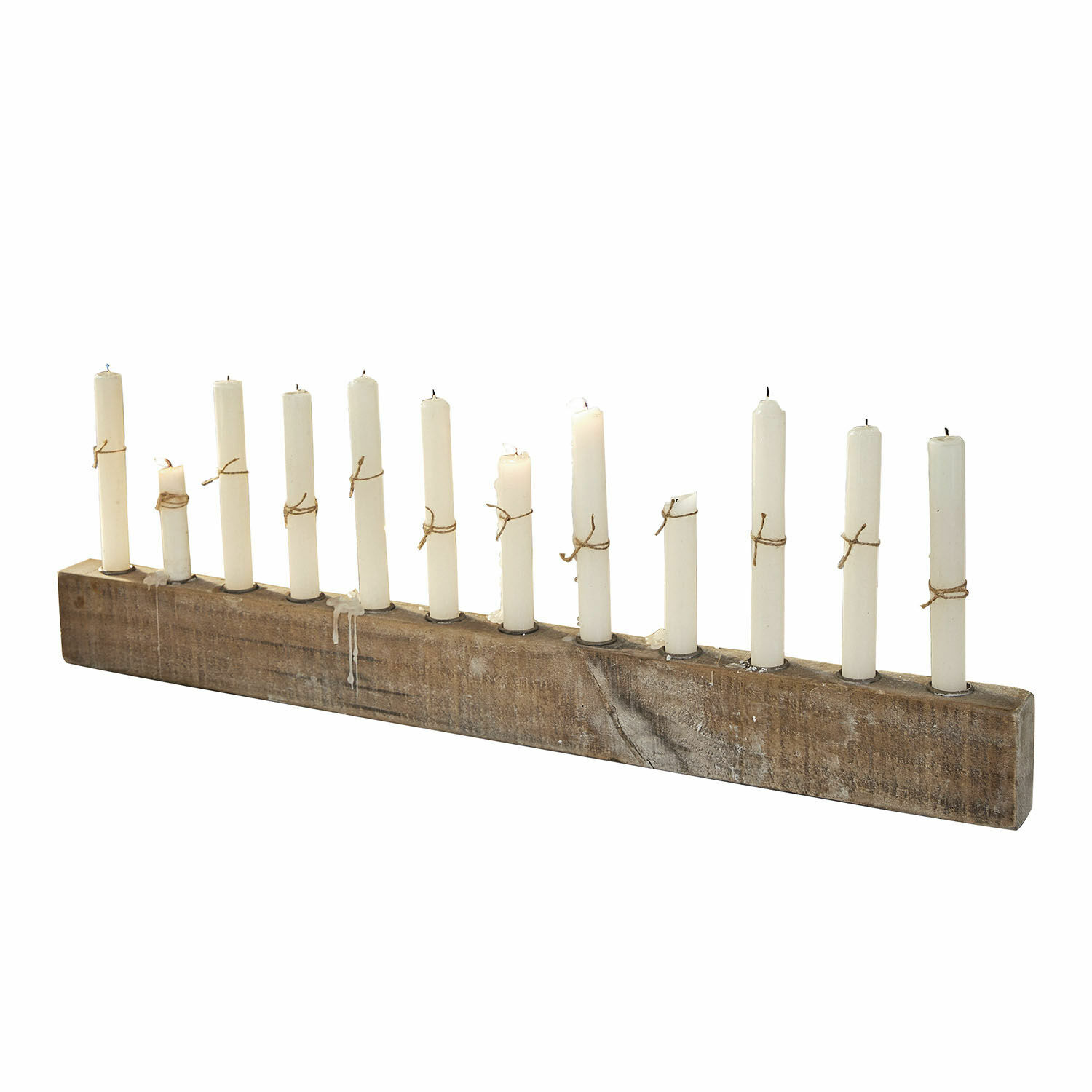 Bougeoir Nicky Bougeoir en bois avec 13 bougies blanches, élément décoratif rustique pour intérieur