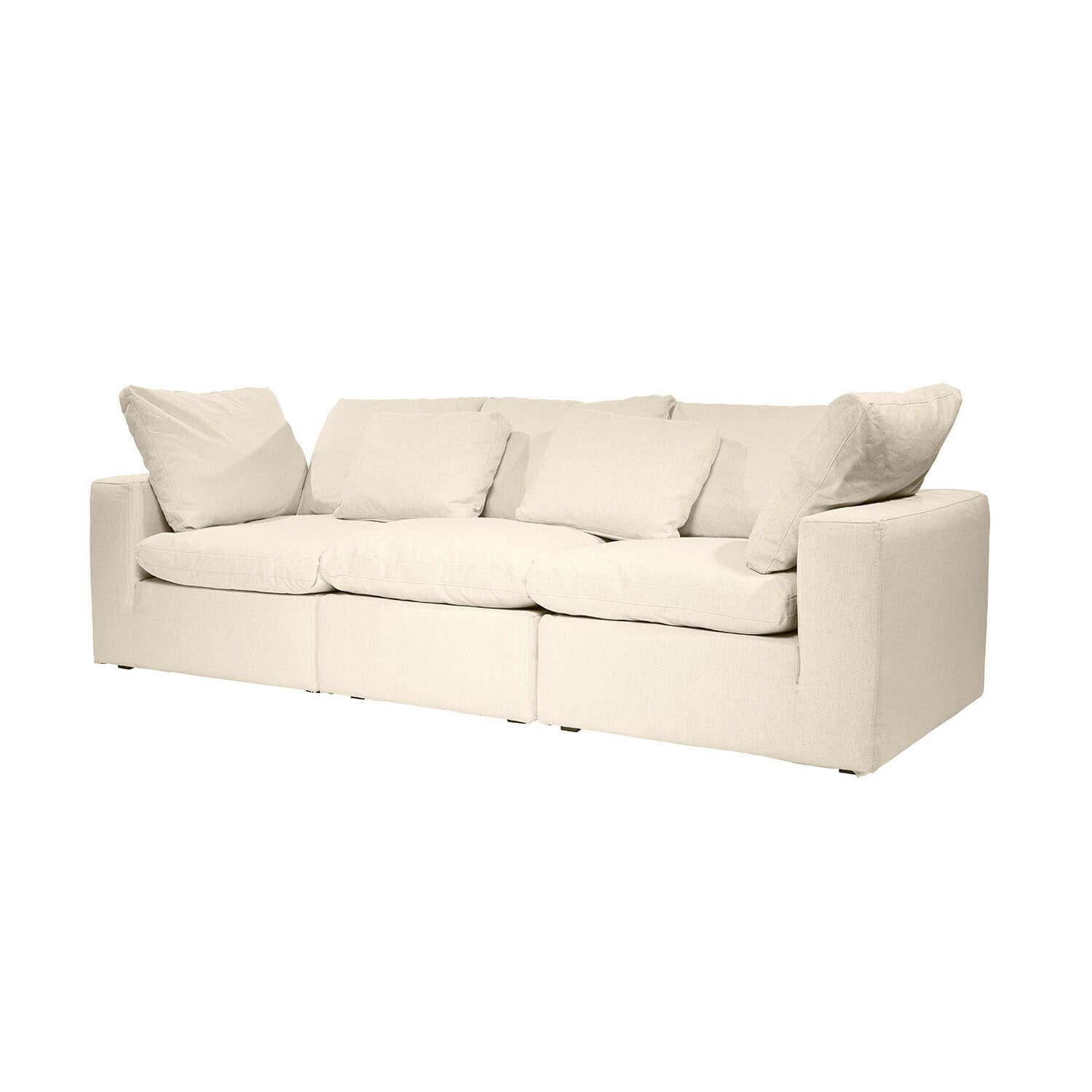 Canapé Queensbridge Canapé beige en tissu avec coussins moelleux, meuble moderne pour salon confortable