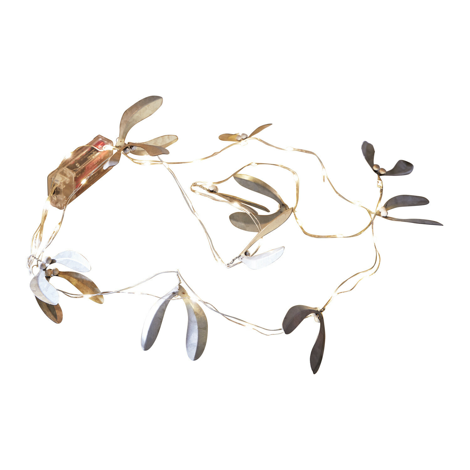 Guirlande lumineuse Carivela Guirlande lumineuse décorative avec feuilles métalliques argentées et dorées, éclairage LED