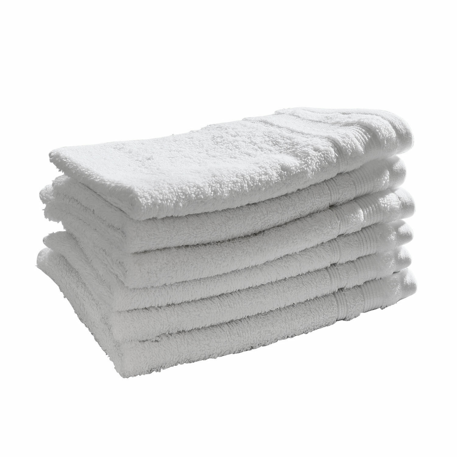 blanc Lot de 6 serviettes d'invités blanches en coton doux, parfait pour la salle de bain et les visiteurs