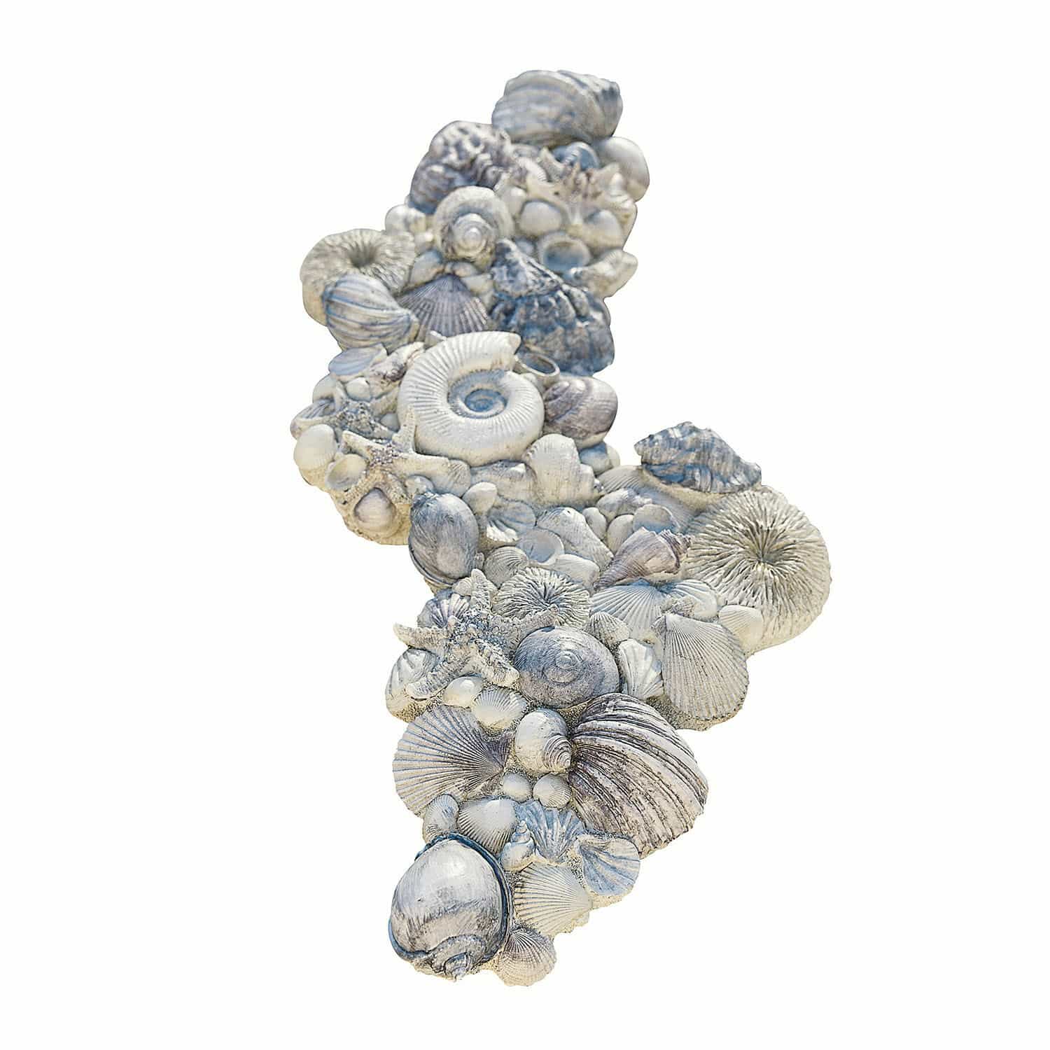 Coquillages décoratifs Potnarvin Décoration murale en coquillages blancs et gris, ornement marin pour intérieur côtier