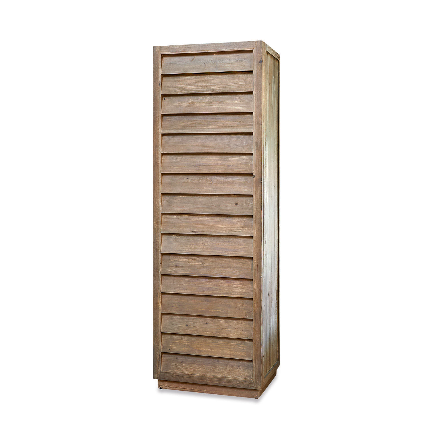 Armoire Bordó Armoire haute en bois naturel avec panneaux horizontaux, meuble de rangement pratique