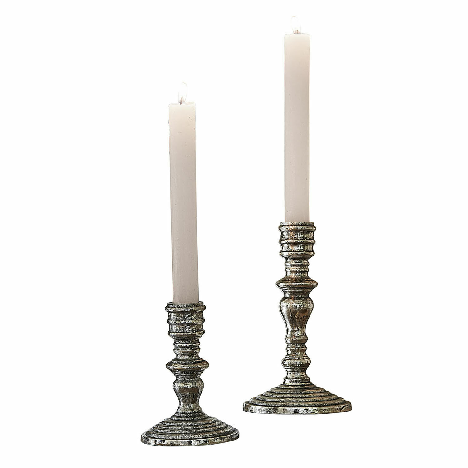 Lot de 2 bougeoirs Plenivo Paire de bougeoirs en métal style vintage avec bougies blanches pour décoration intérieure