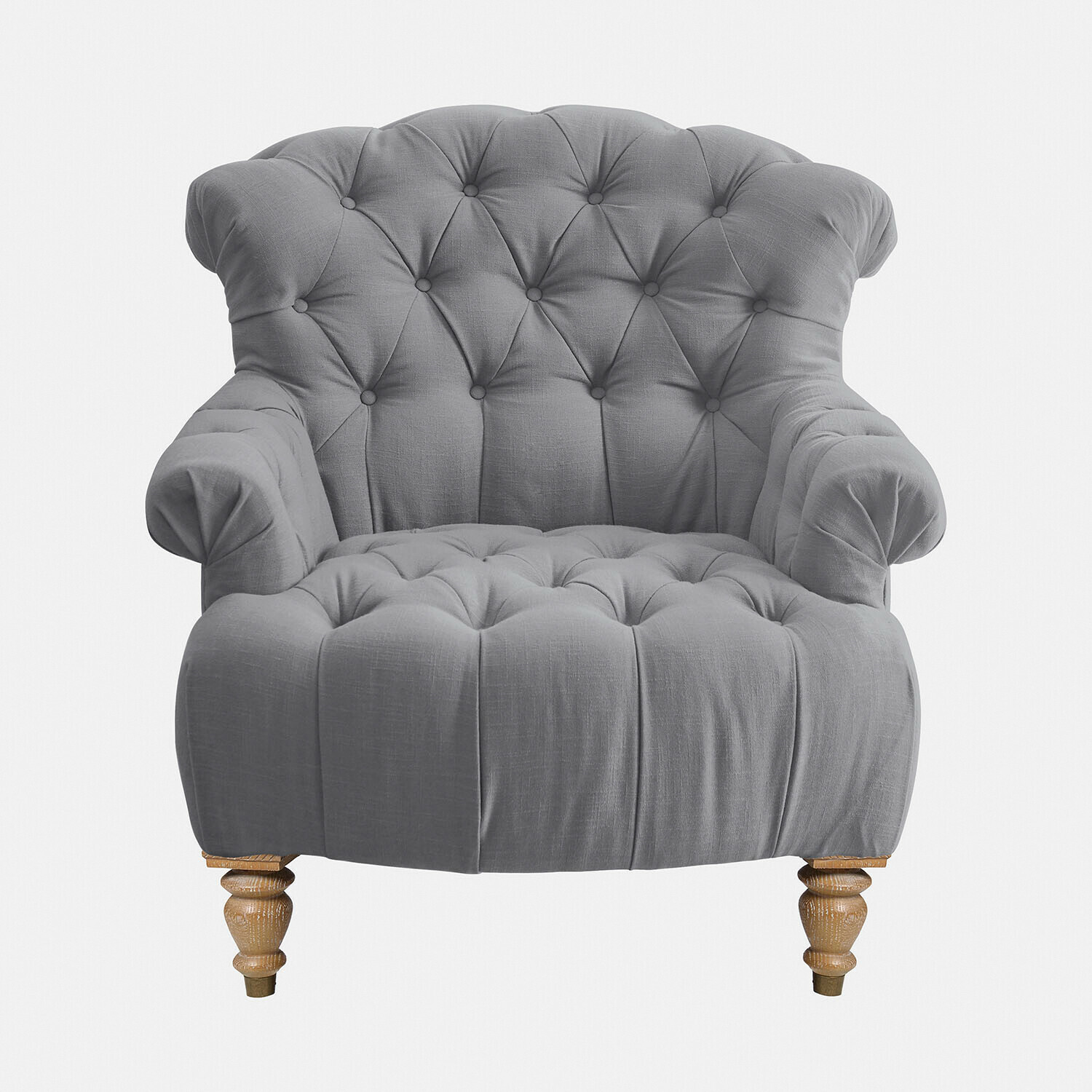 anthracite Fauteuil Springfield gris en tissu avec dossier capitonné et pieds en bois pour salon