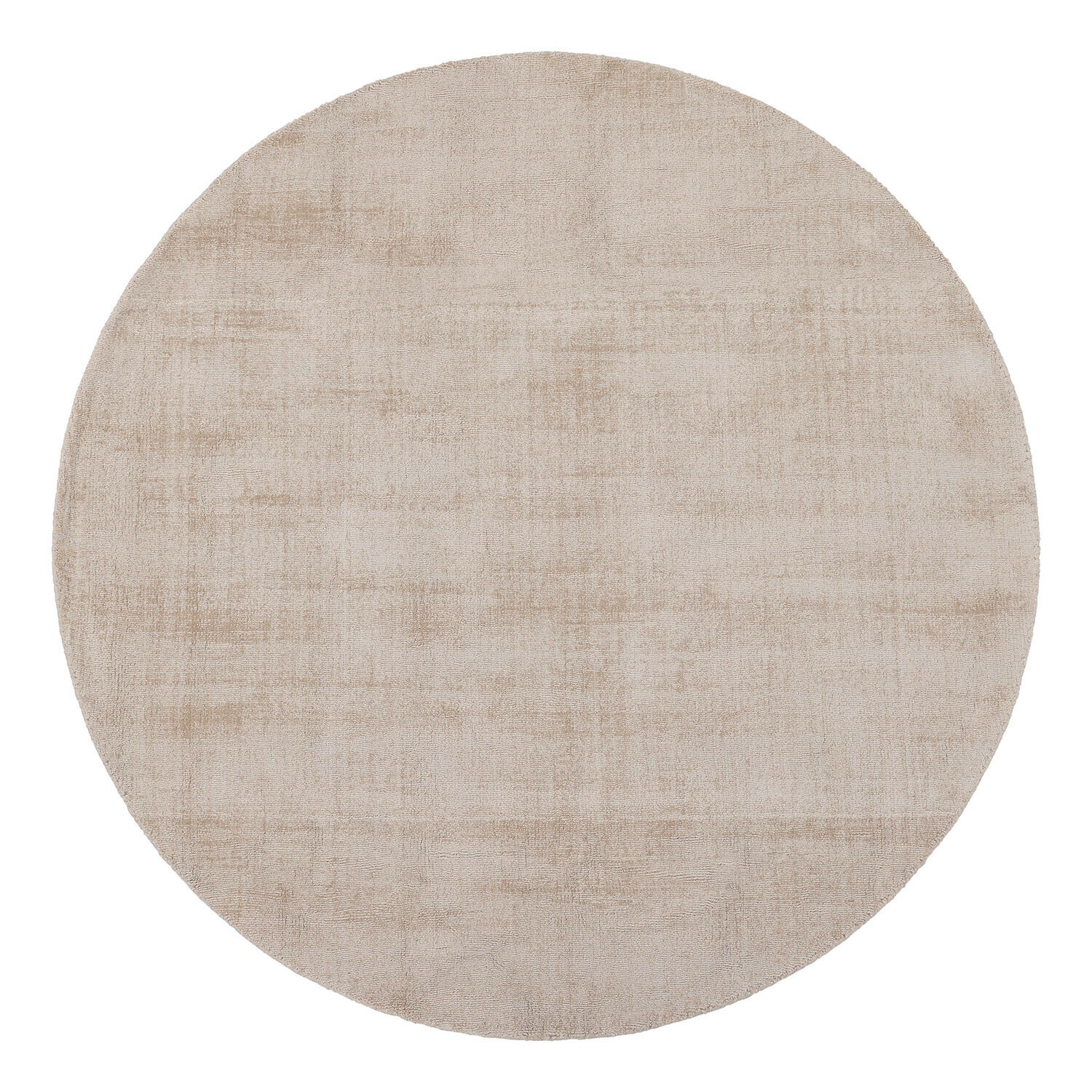 Tapis rond beige en matière douce, parfait pour un intérieur moderne et chaleureux