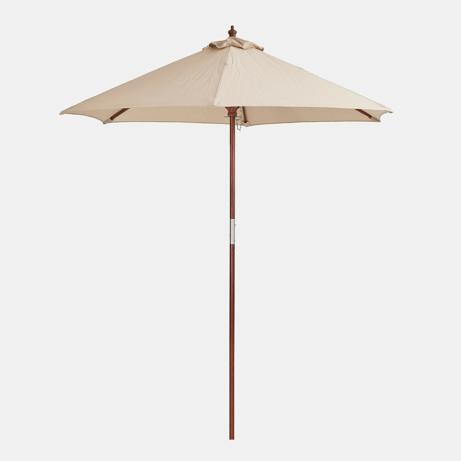 champagne Parasol Enfield champagne avec mât en bois, parfait pour terrasse et jardin, protection solaire élégante