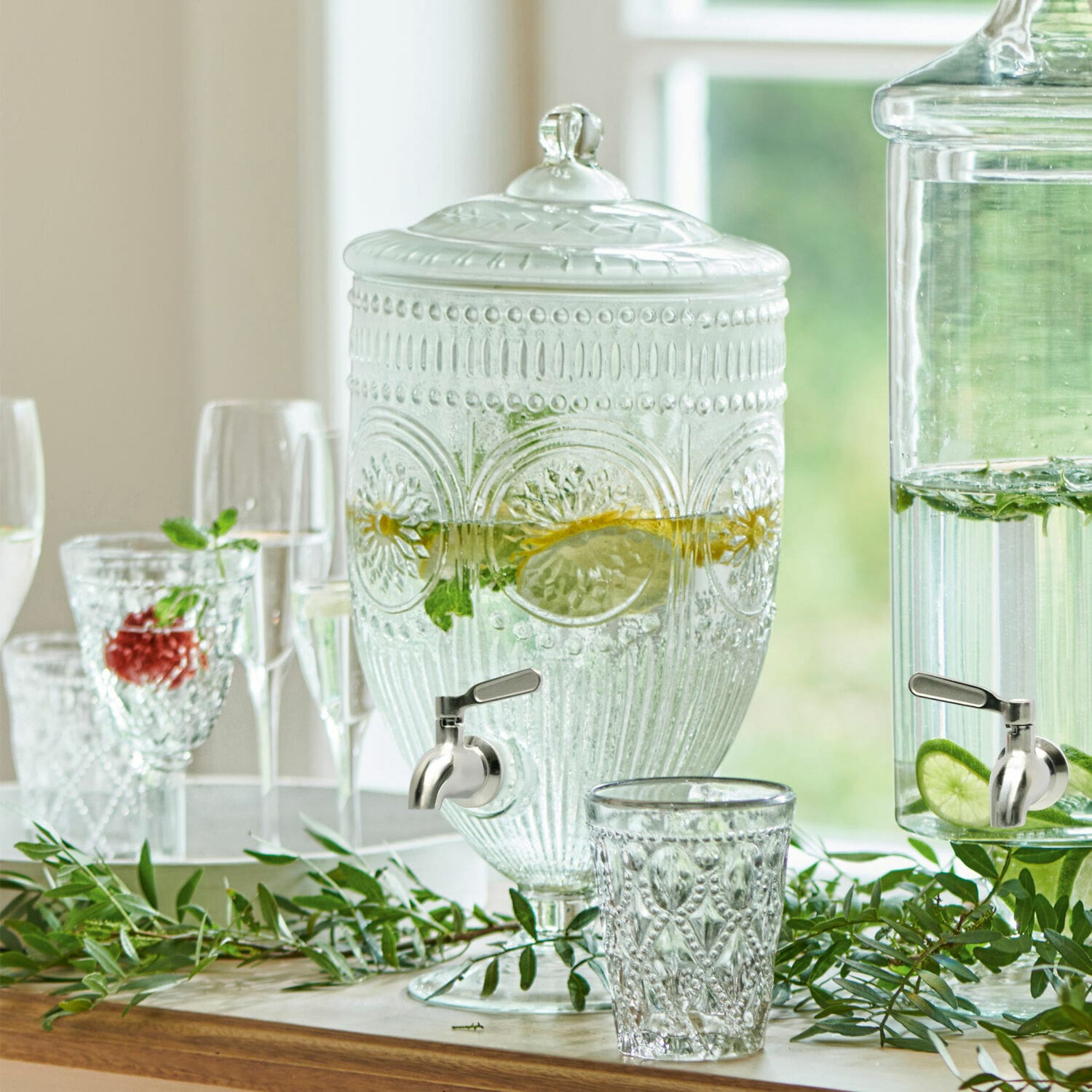 Distributeur De Boisson Wisterno LOBERON - Verre Soufflé à La Bouche 1,8L Transparent