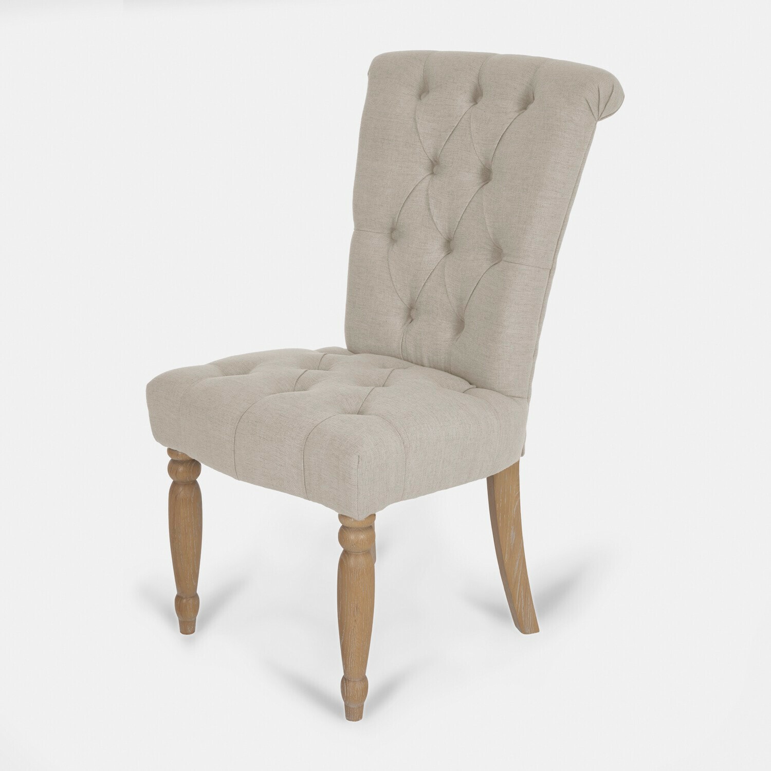 Chaise Claville Chaise rembourrée grise avec pieds en bois et dossier capitonné pour salle à manger