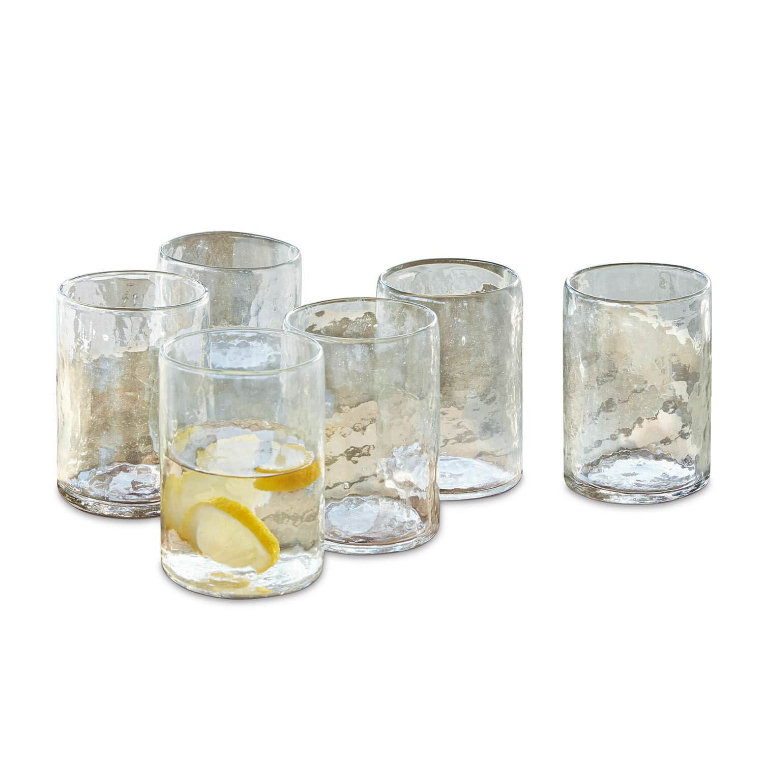 Lot de 6 verres Clarksville Ensemble de six verres transparents en verre texturé, parfaits pour les boissons.