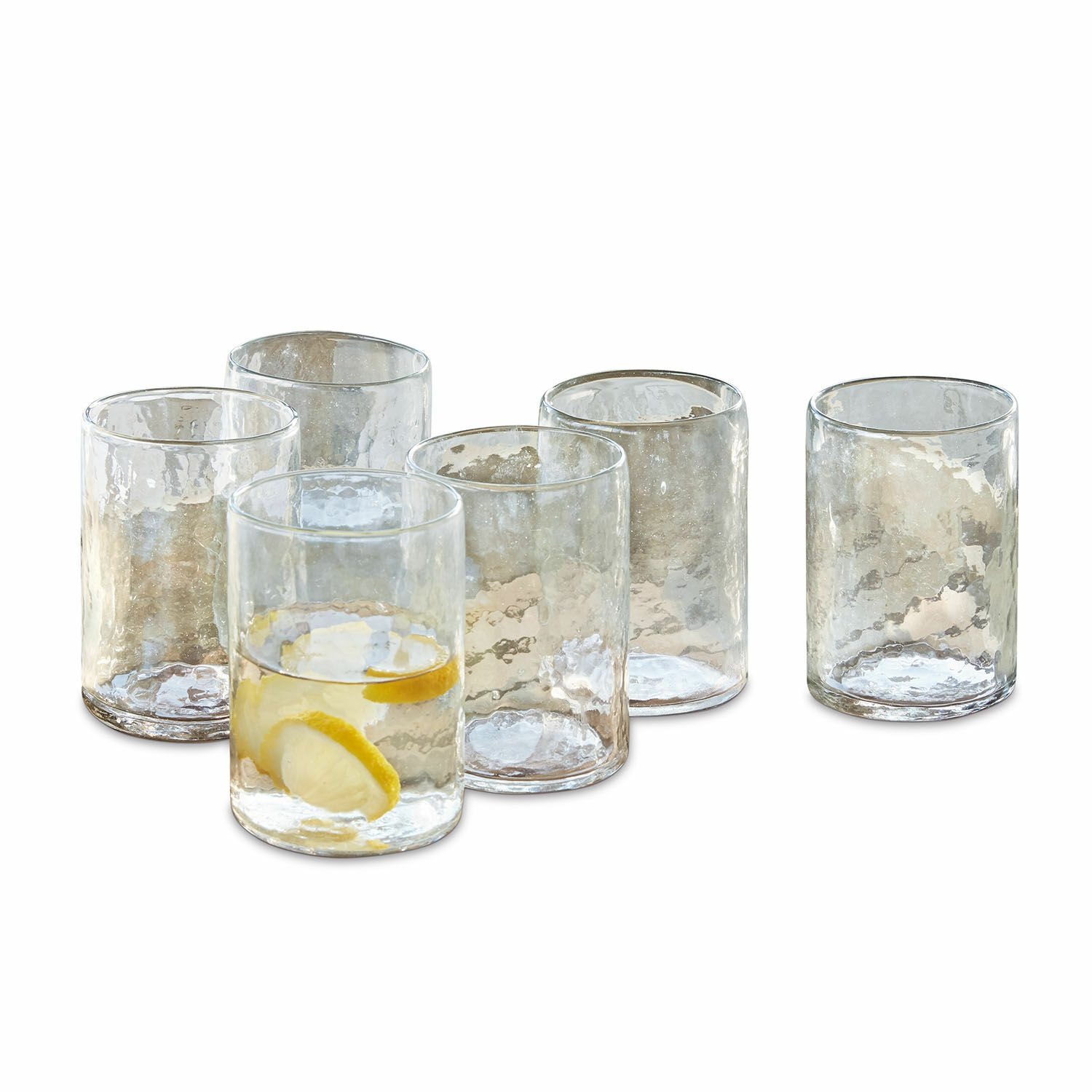 Lot de 6 verres Clarksville Ensemble de six verres transparents en verre texturé, parfaits pour les boissons.