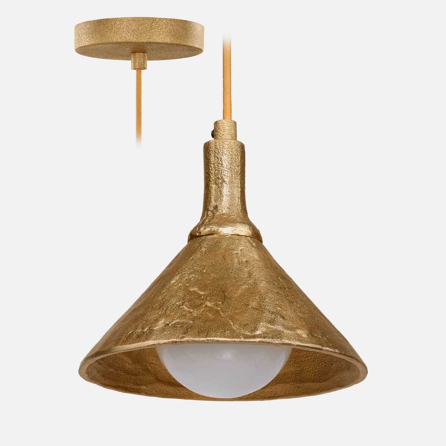 Suspension Quenlivre Suspension en métal doré avec abat-jour texturé et ampoule blanche pour éclairage intérieur