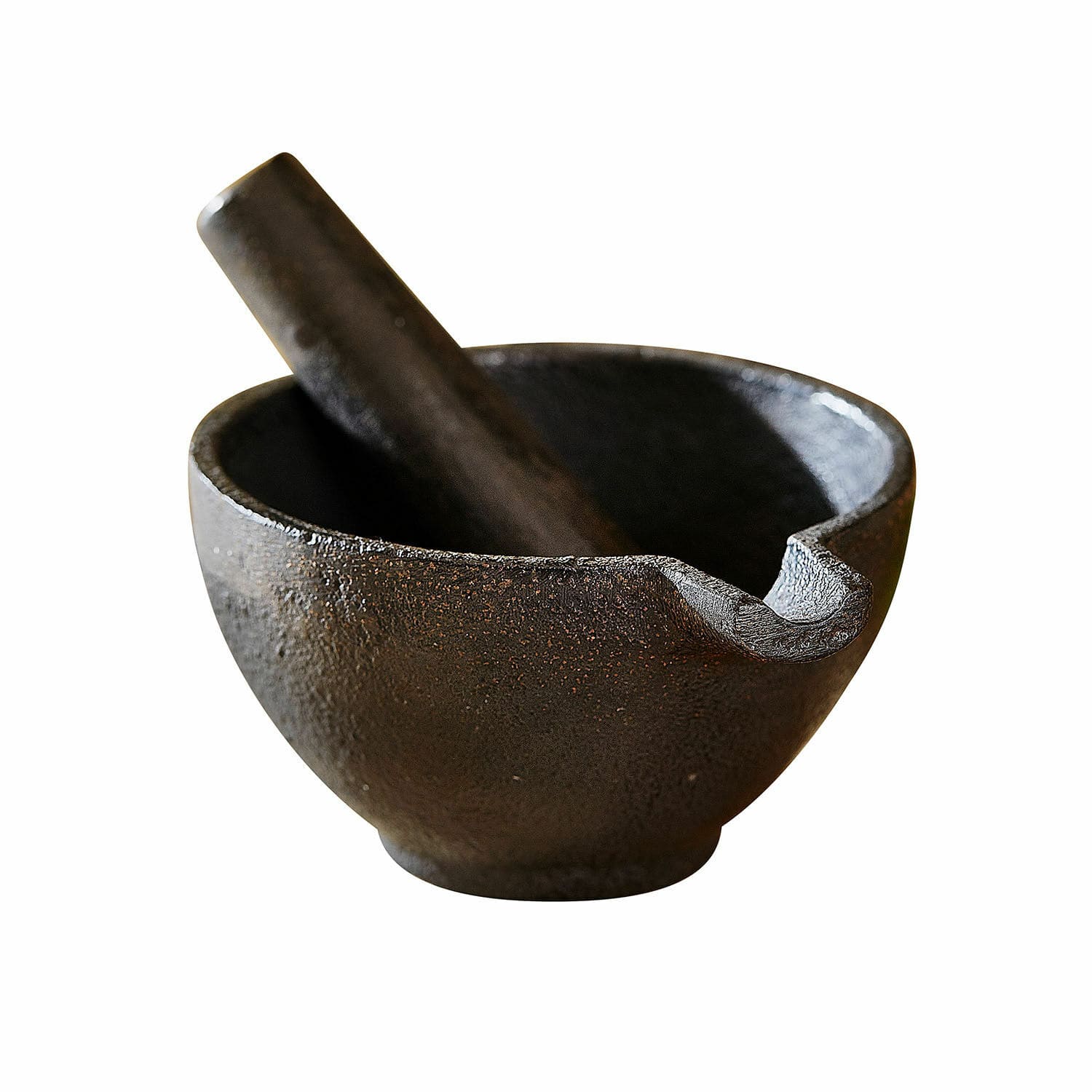 Mortier et pilon Chansel Mortier noir en fonte avec pilon pour moudre épices et herbes en cuisine