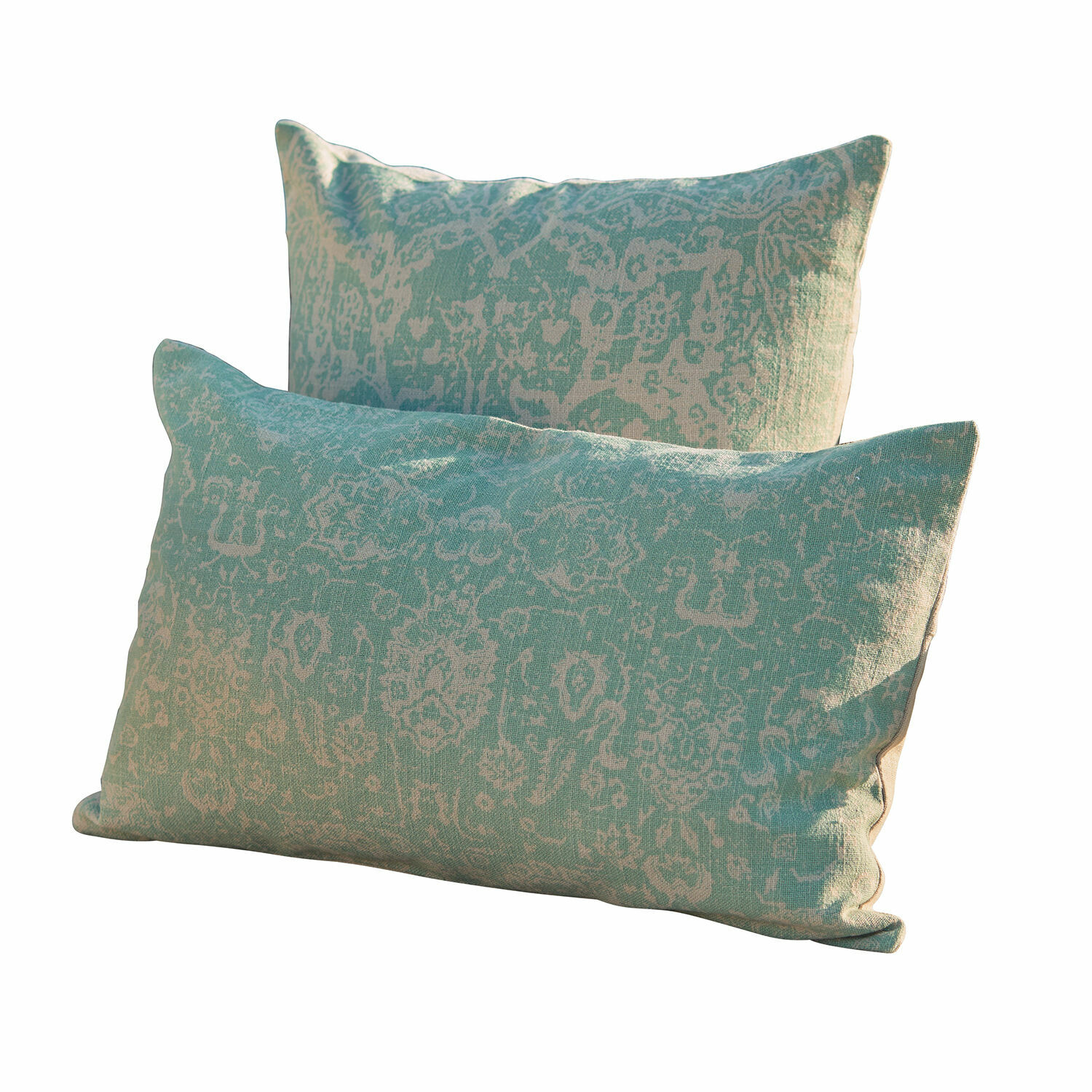 Lot de 2 housses de coussins Morwell Ensemble de deux coussins décoratifs en coton vert avec motif subtil pour salon confortable