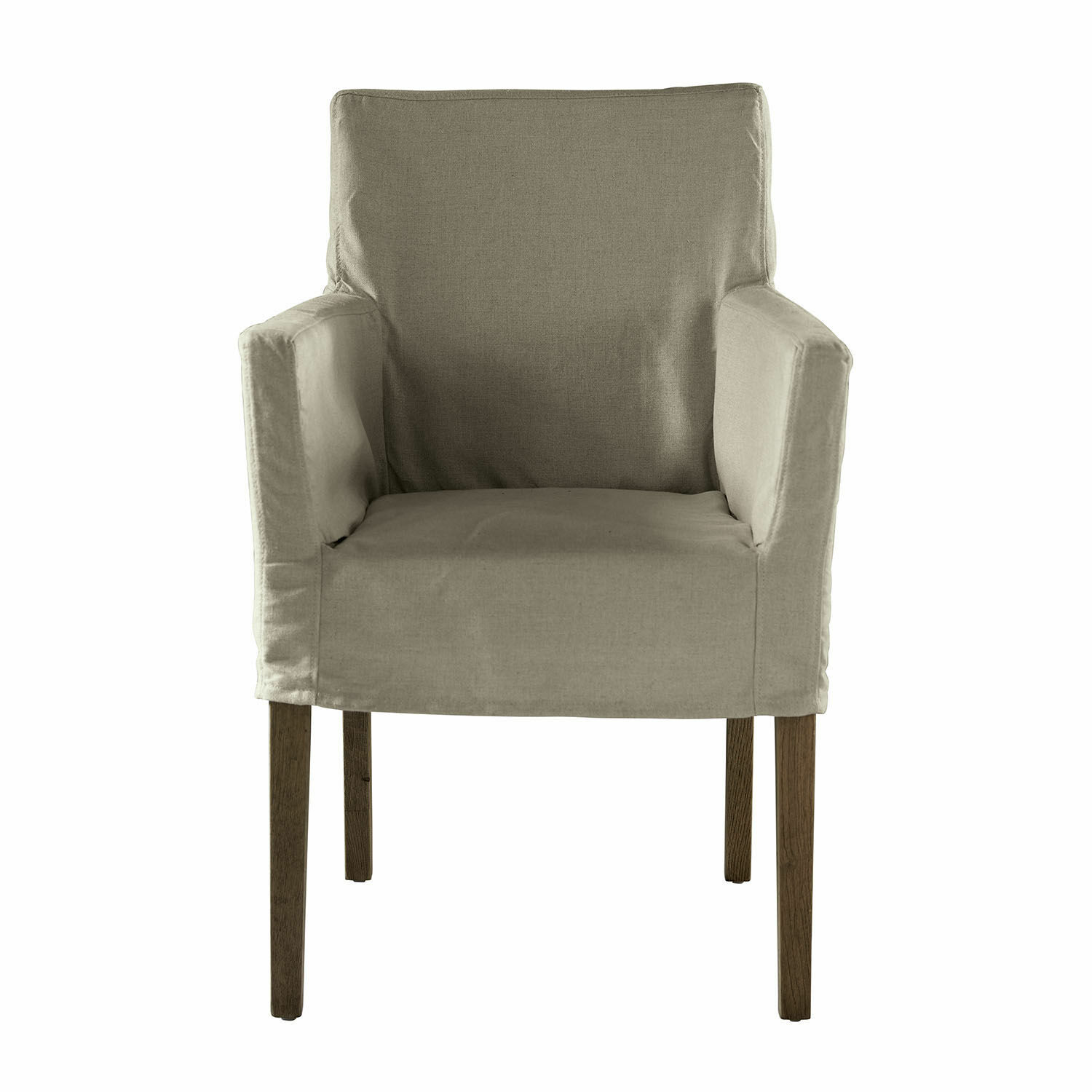 beige/marron Fauteuil Longhill beige en tissu avec pieds en bois marron, chaise confortable pour salon