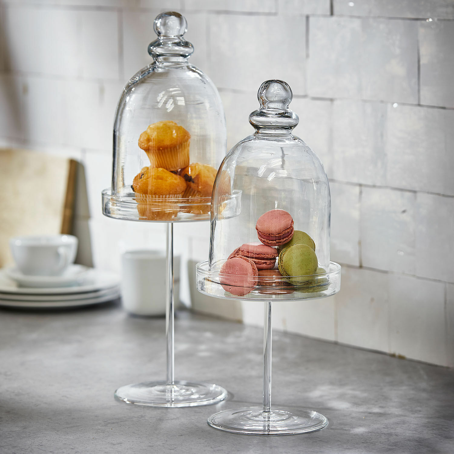 Lot de 2 cloches en verre Hibous