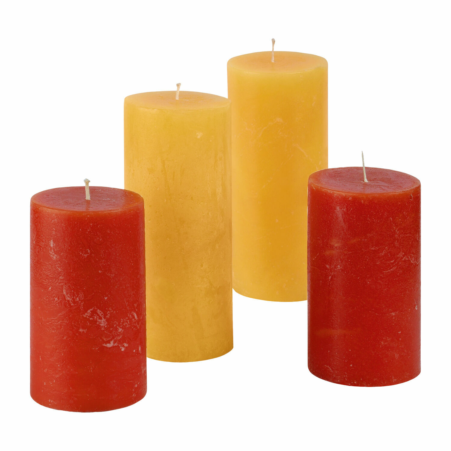 orange/jaune Lot de 4 bougies Berekua en cire orange et jaune, décoration intérieure chaleureuse et colorée