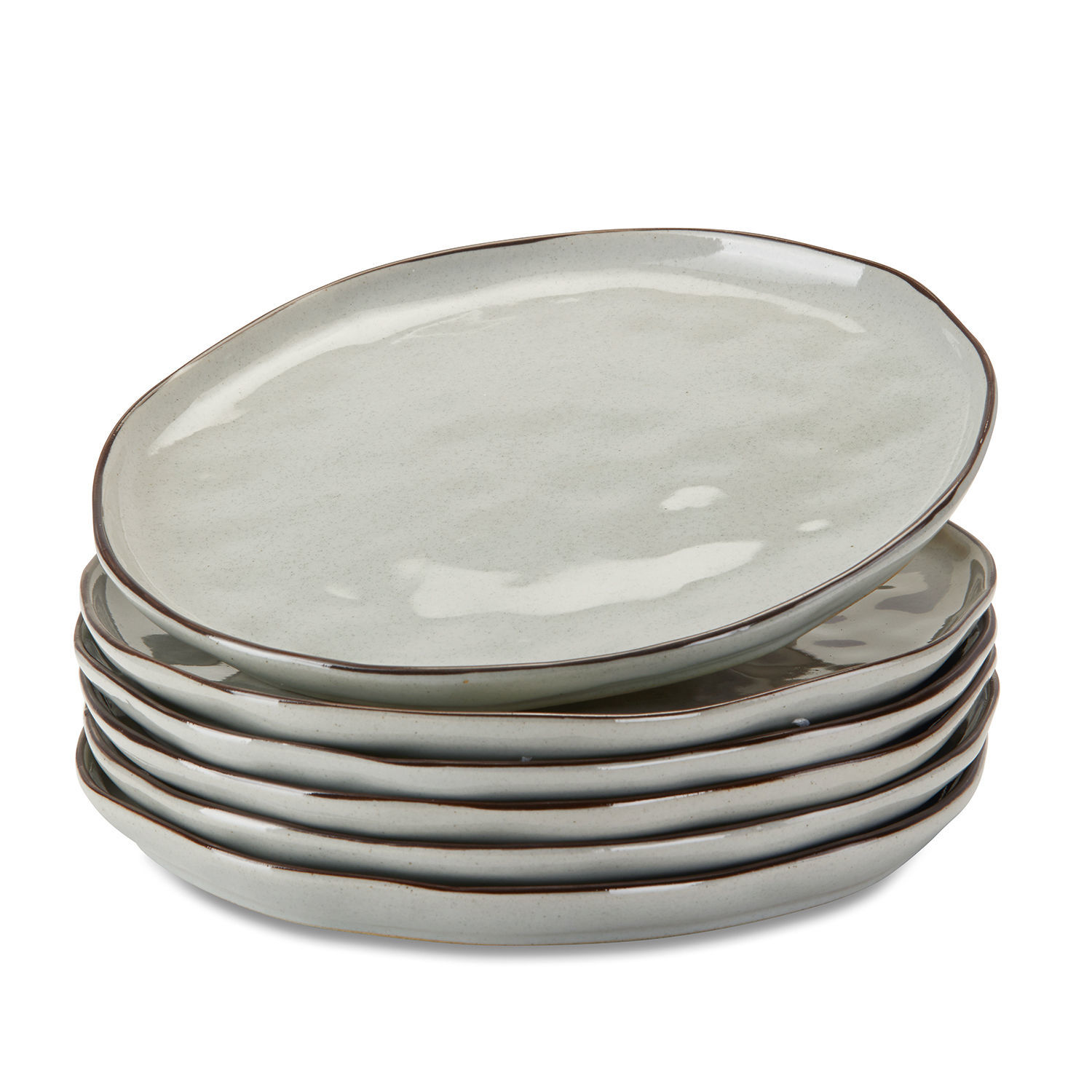 gris Ensemble de 6 assiettes grises en céramique Biarritz avec bord irrégulier pour la table