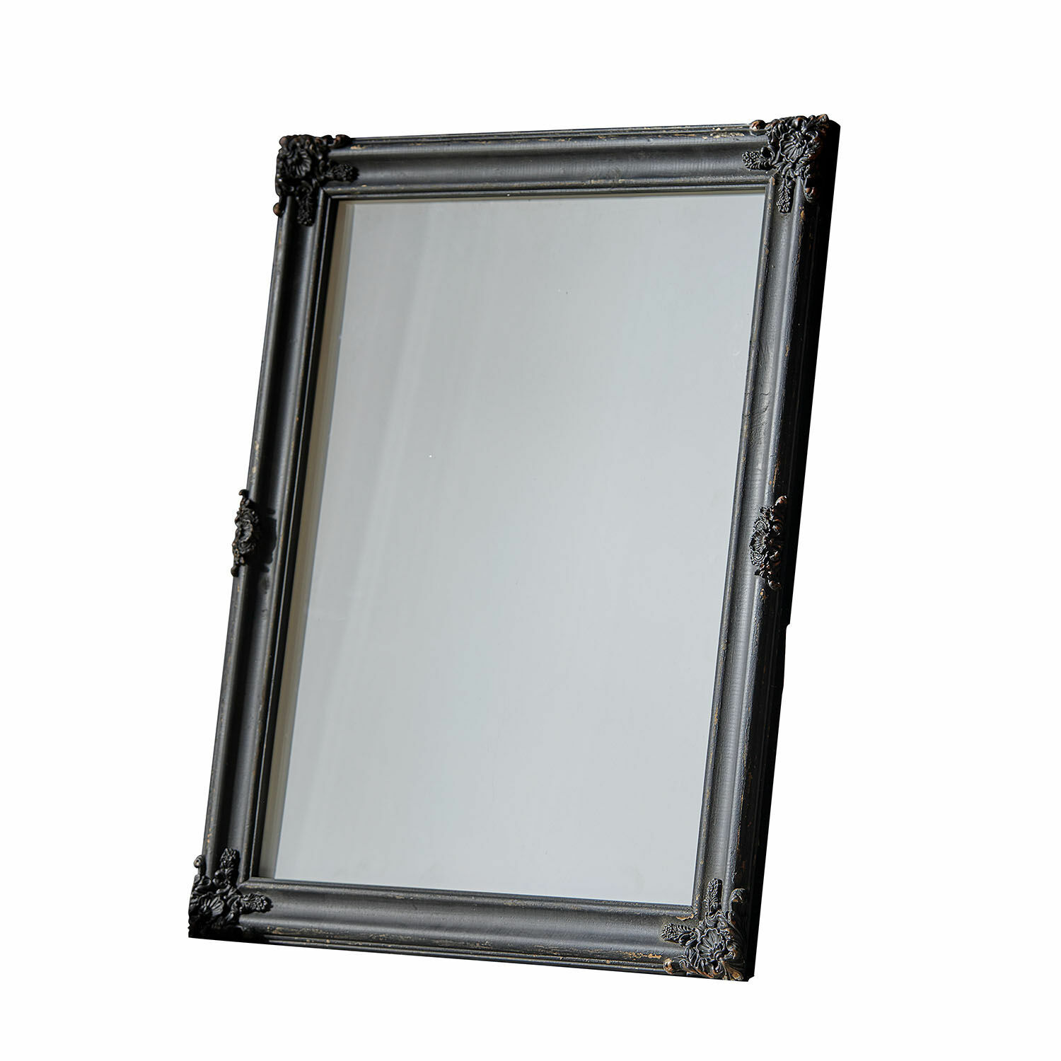 Cadre photo Zairouna Cadre de miroir noir avec coins décoratifs vintage, accessoire mural élégant pour intérieur