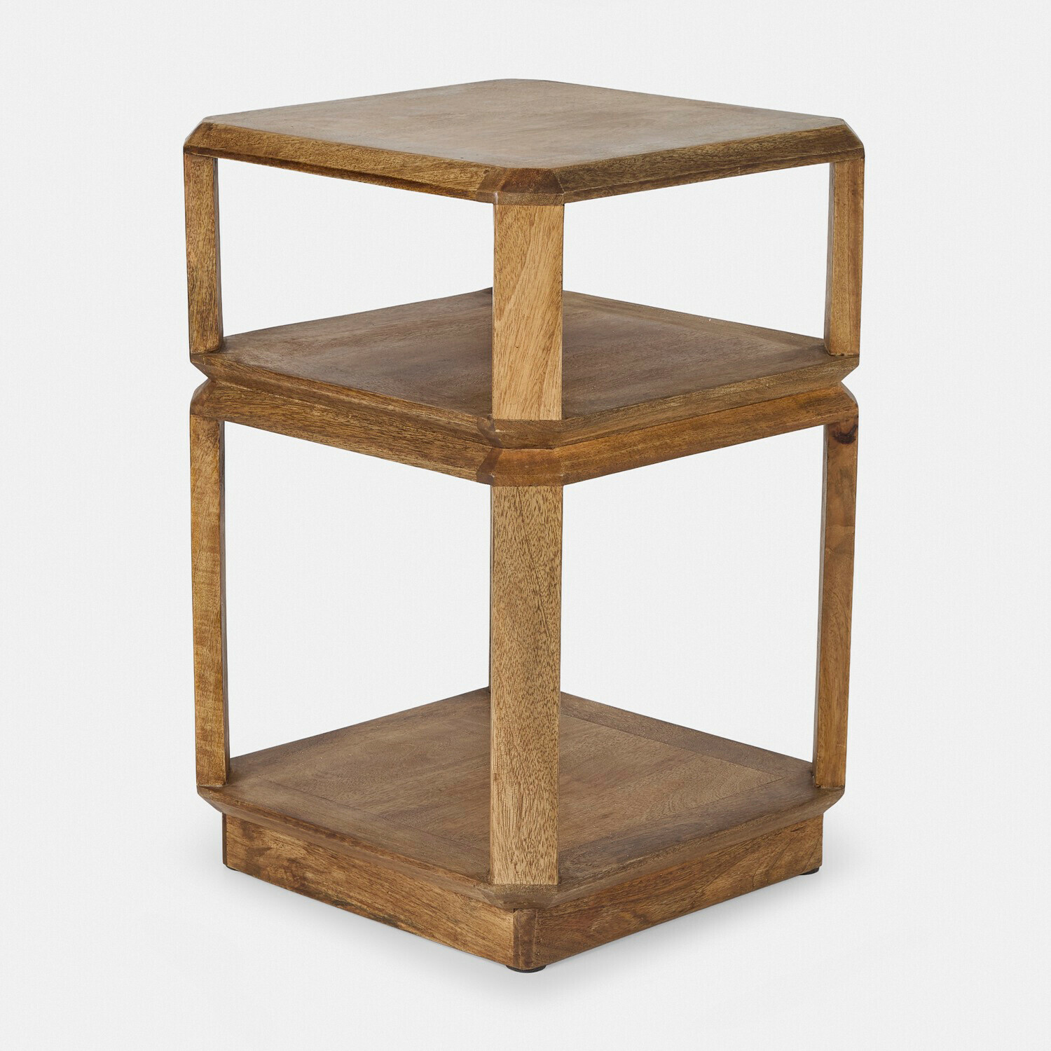 Table d’appoint Inverly Table en bois naturel à trois étagères, design simple pour salon ou bureau