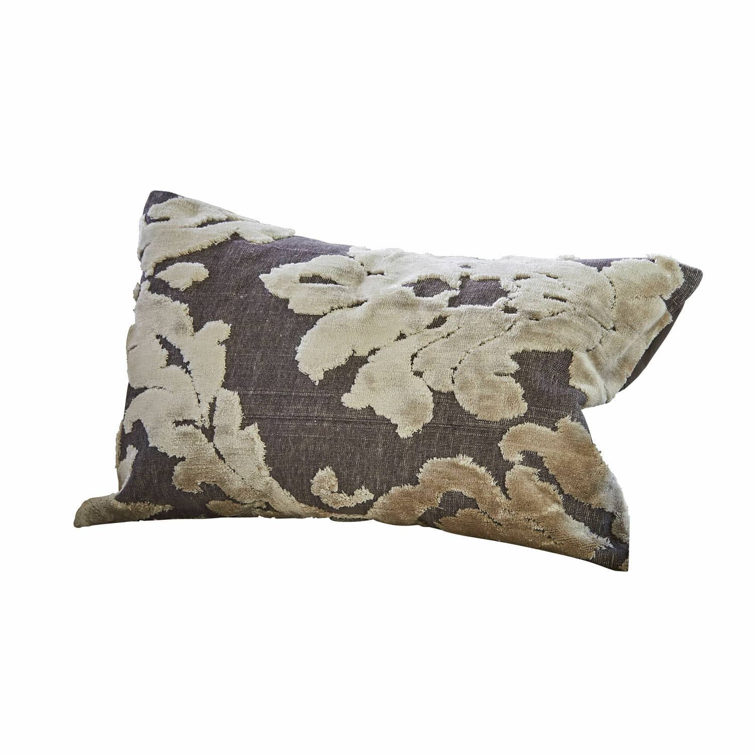Housse de coussin Plaisancière Coussin décoratif avec motif velouté beige sur fond gris foncé, tissu doux pour salon