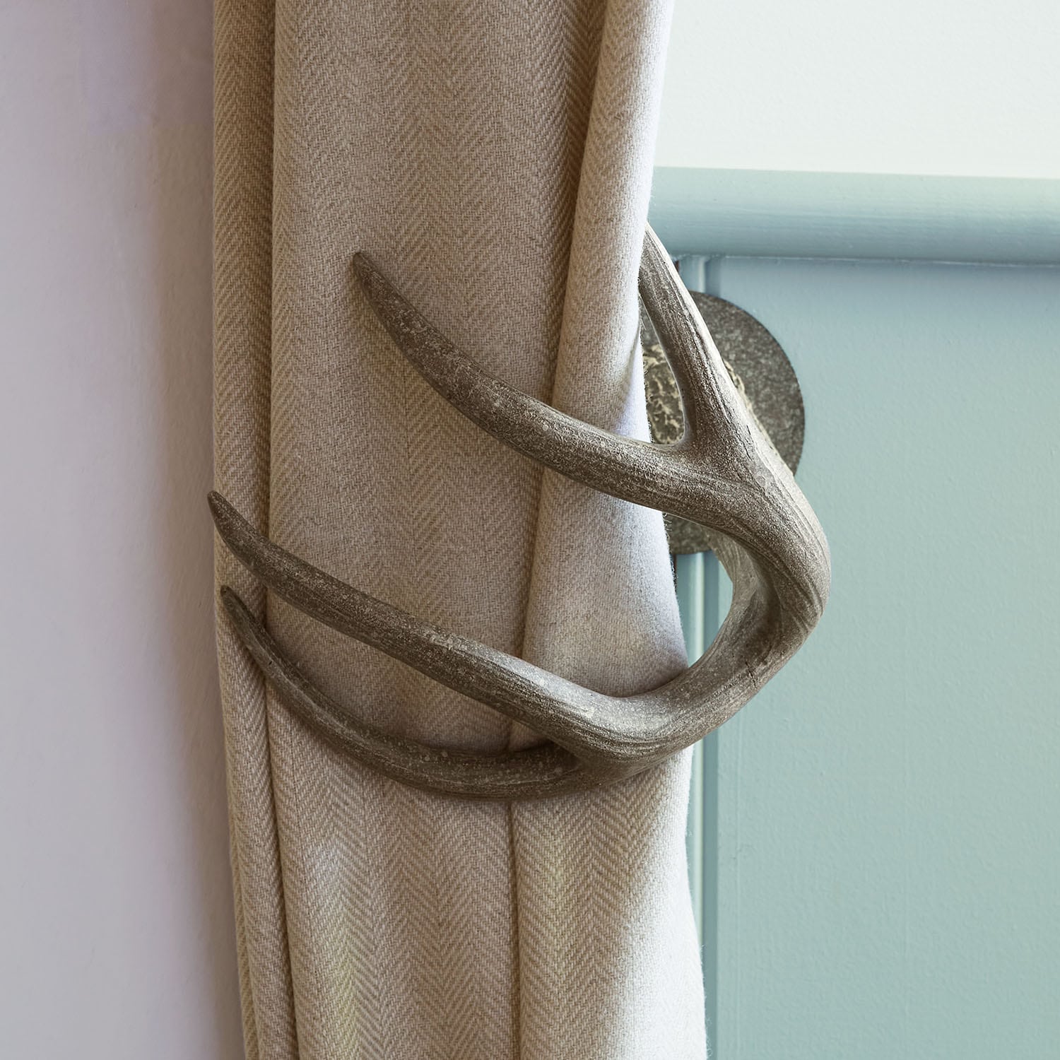 Support de rideau naturel en forme de bois de cerf gris, accessoire déco pour fenêtres et intérieurs