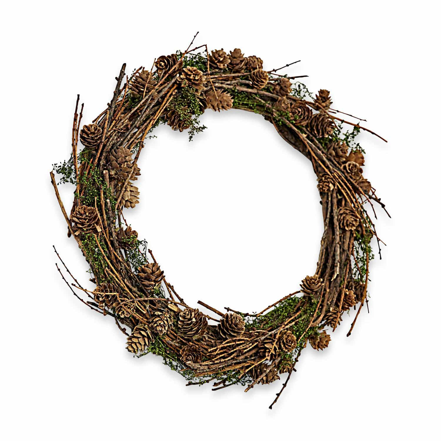 Couronne Dangriga Couronne naturelle en pommes de pin et branches marron pour décoration festive rustique