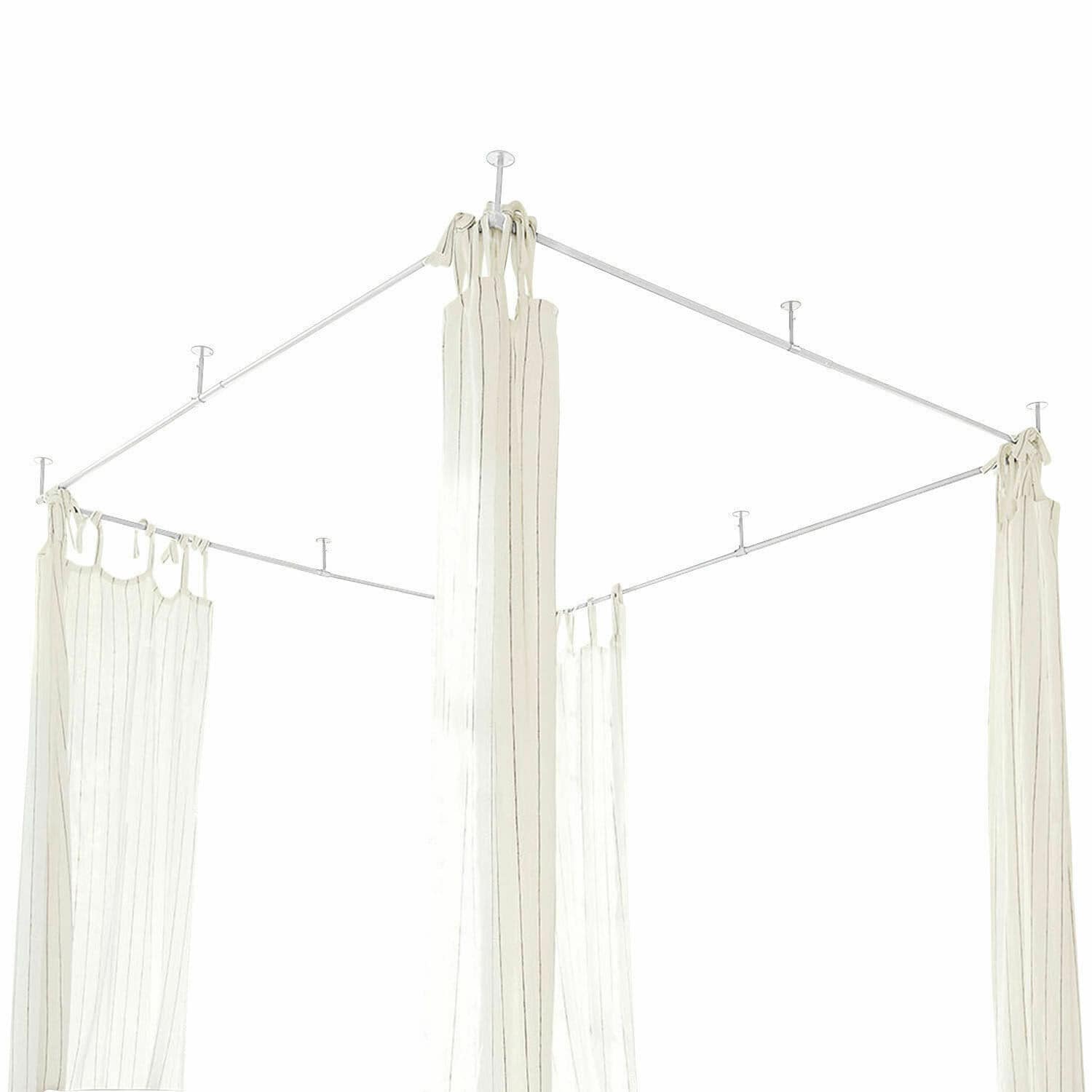 Ciel de lit Giroux Structure de plafond en métal avec rideaux blancs en tissu léger pour décoration intérieure