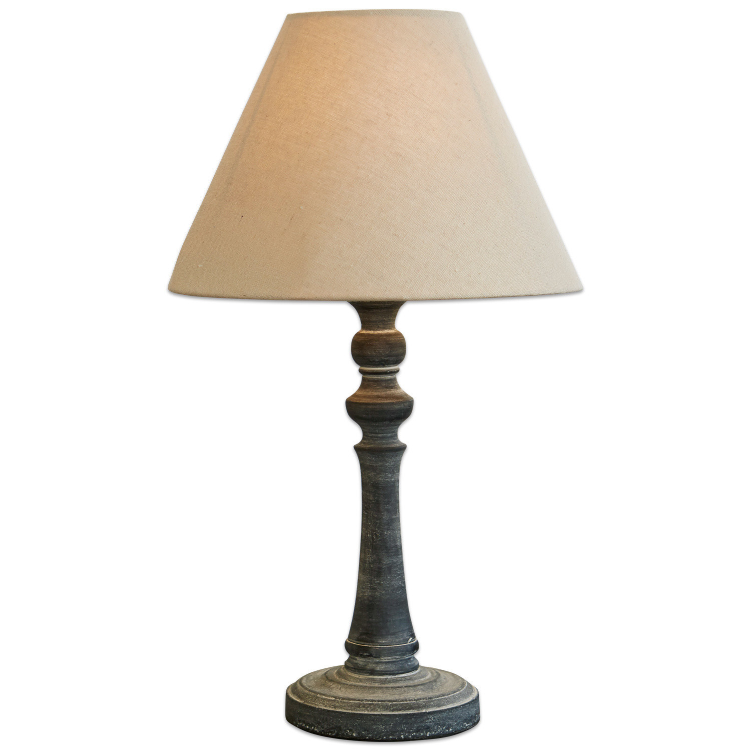 Lampe à poser Withby Lampe de table classique avec abat-jour beige et pied en bois foncé pour salon