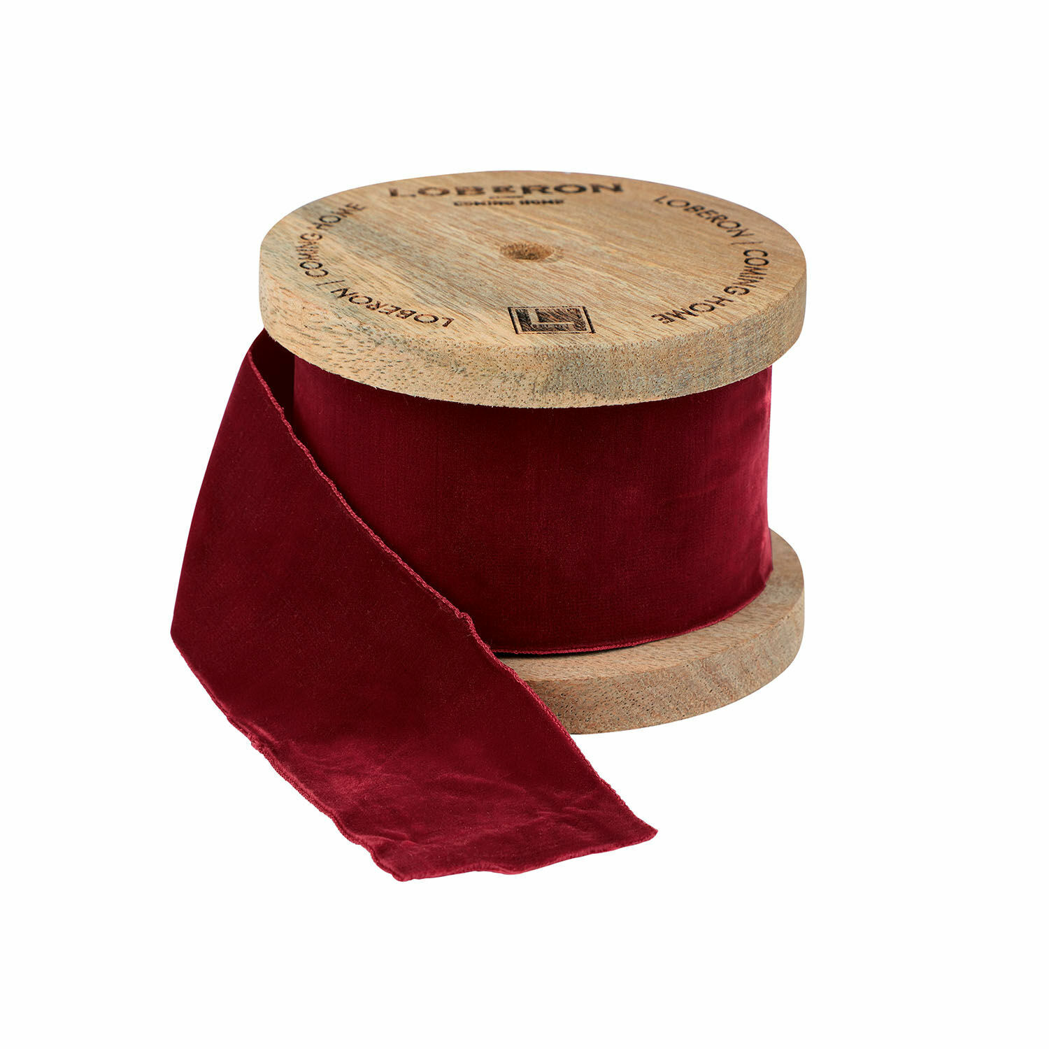 Ruban de velours Phaedra Ruban en velours rouge sur bobine en bois pour décoration et artisanat
