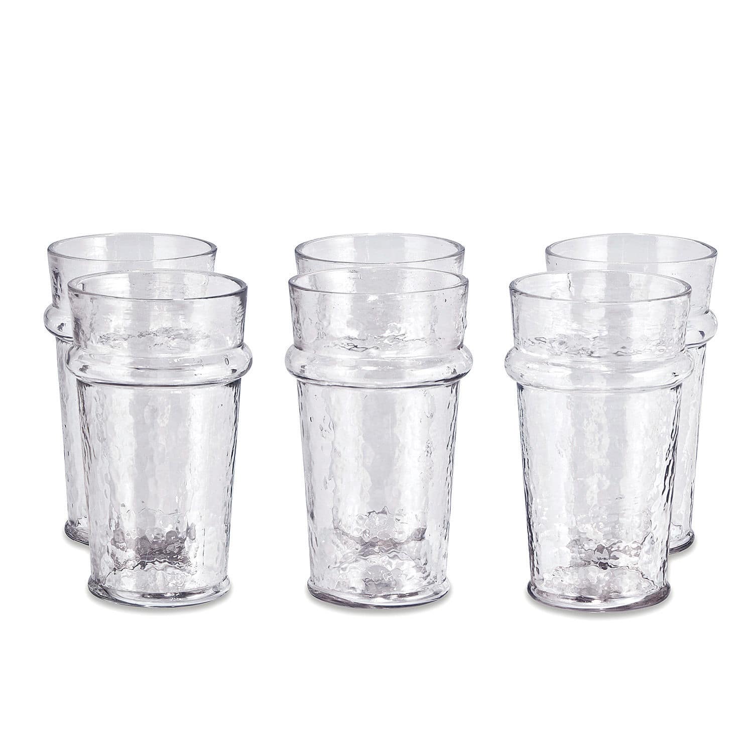 Lot de 6 verres Avrilla Ensemble de six verres transparents en verre texturé pour boissons, design moderne