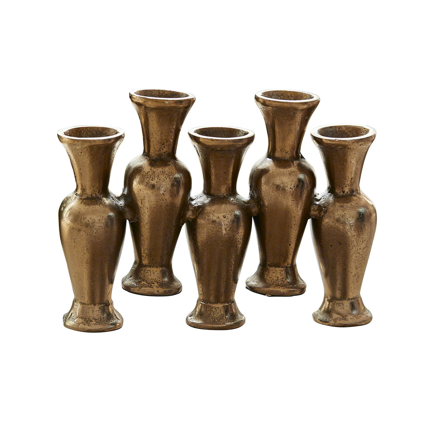 Vase Soretta Ensemble de cinq vases décoratifs en laiton couleur or ancien pour décoration intérieure