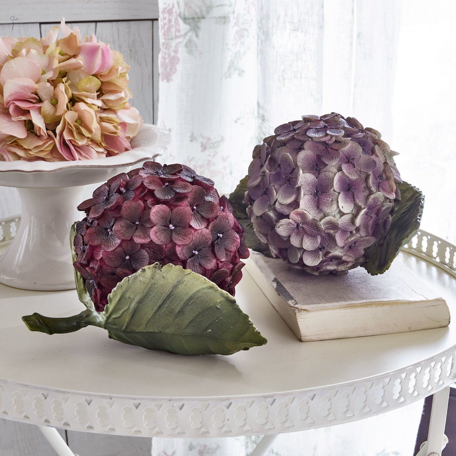 Lot de 2 fleurs décoratives Hortensie