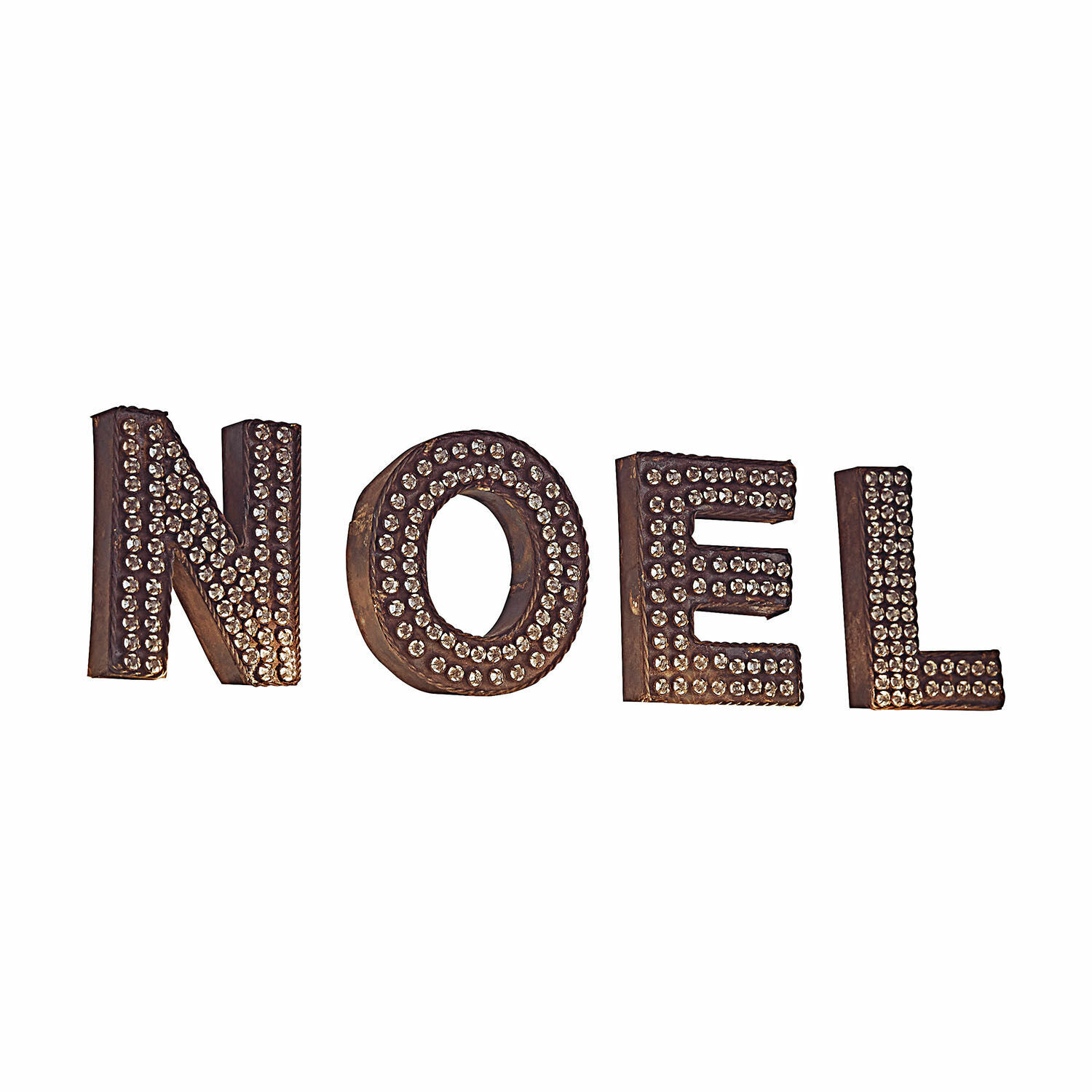 Lettres NOEL NOEL Lettres décoratives NOEL en métal foncé avec ornements en cristal, décoration de Noël festive