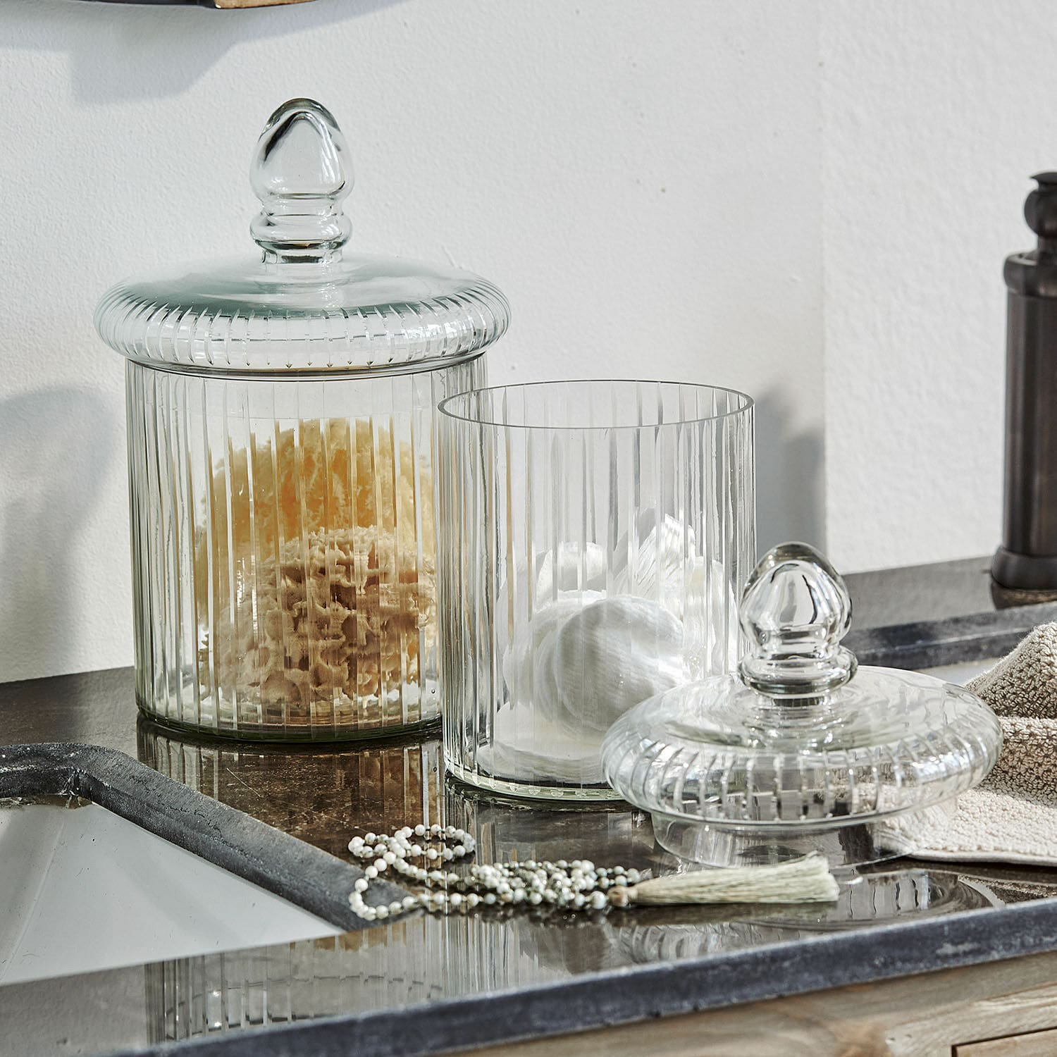 Lot de 2 bonbonnières en verre Marnix