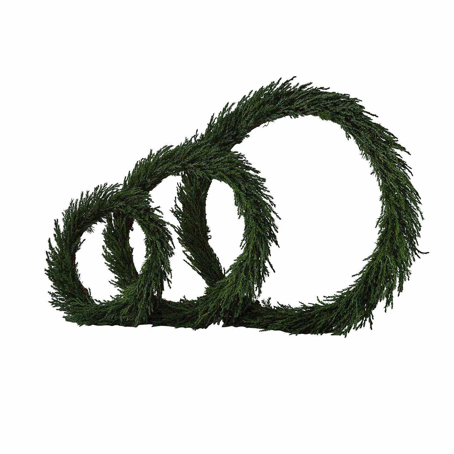Lot de 3 couronnes Grivale Ensemble de trois couronnes vertes en branches de conifères pour décoration festive