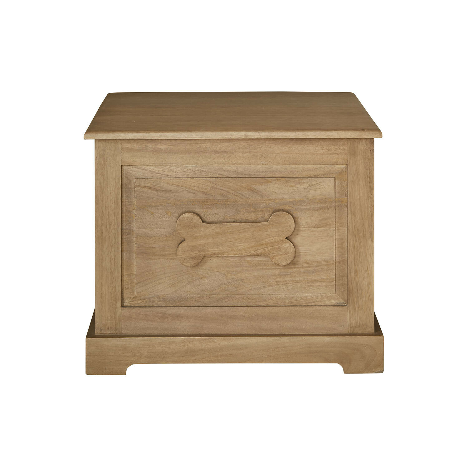 Coffre de rangement Alourine Coffre en bois naturel avec motif os pour jouets de chien, meuble de rangement pratique